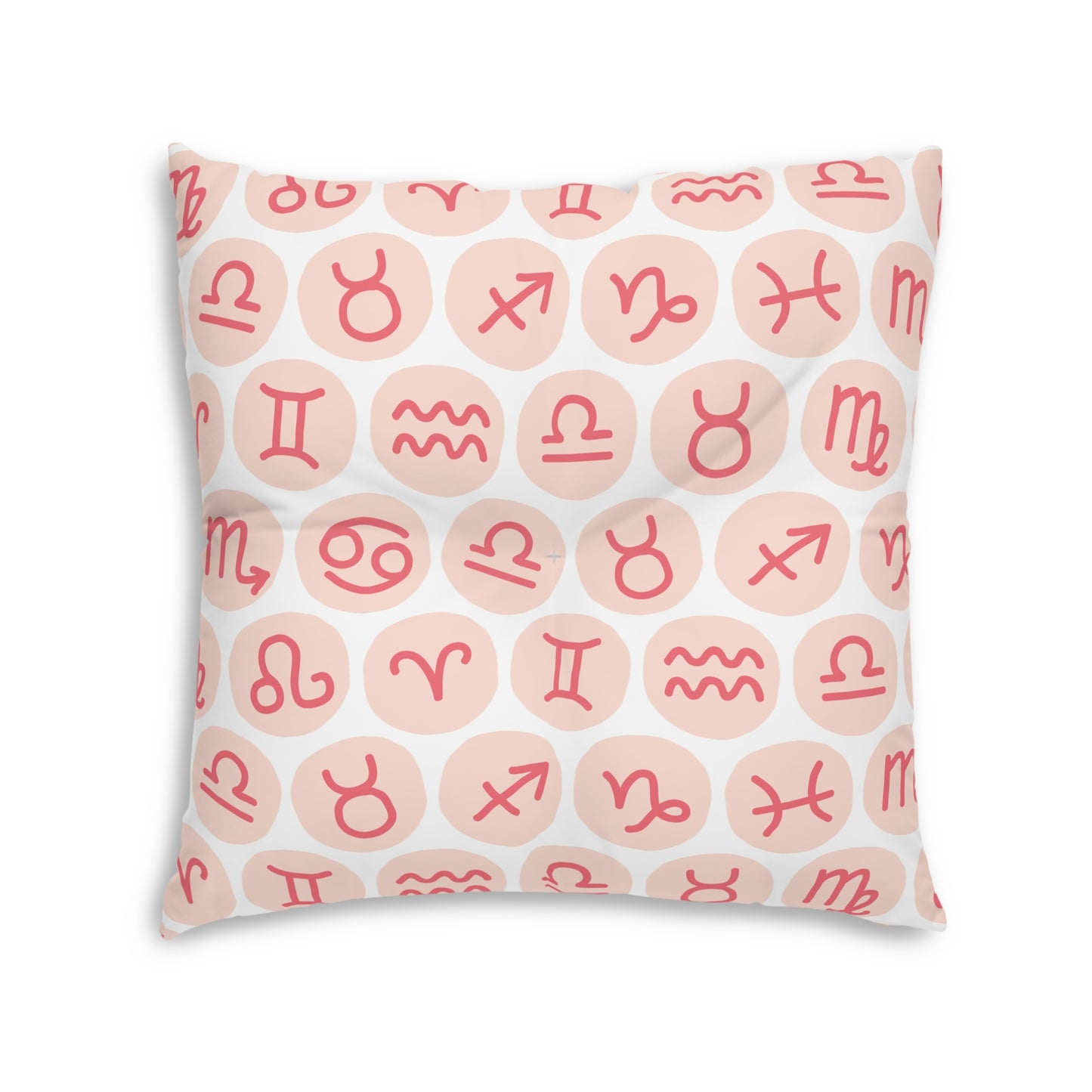 Tufted Floor Pillow, Square with Astrology Symbols Design