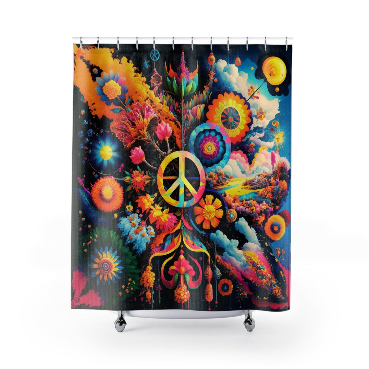 Elegant Shower Curtains Collection ( Collage Hippie Style ) - Cosmic Creations by Karen