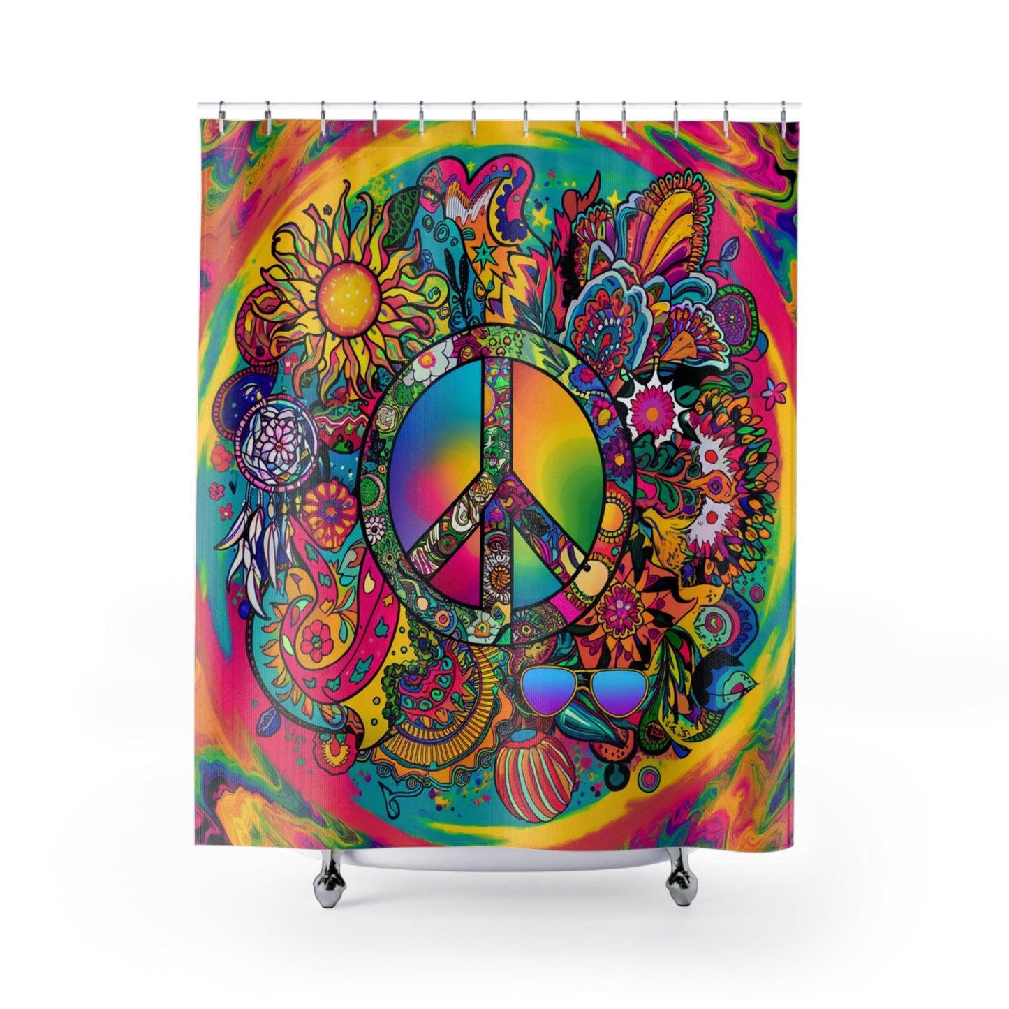 Elegant Shower Curtains Collection ( Collage Hippie Style ) - Cosmic Creations by Karen