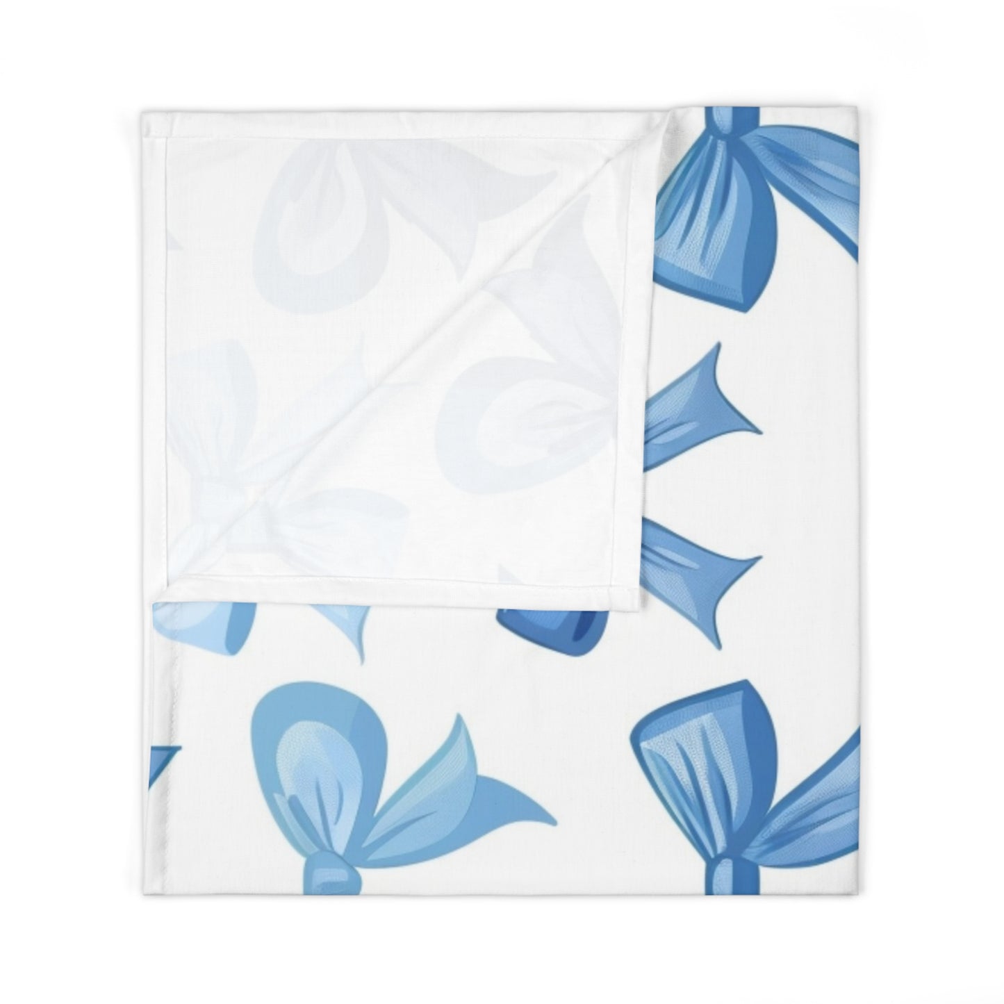 Cozy Baby Swaddle Blanket Coquette Style with blue bows | Nursery Essential