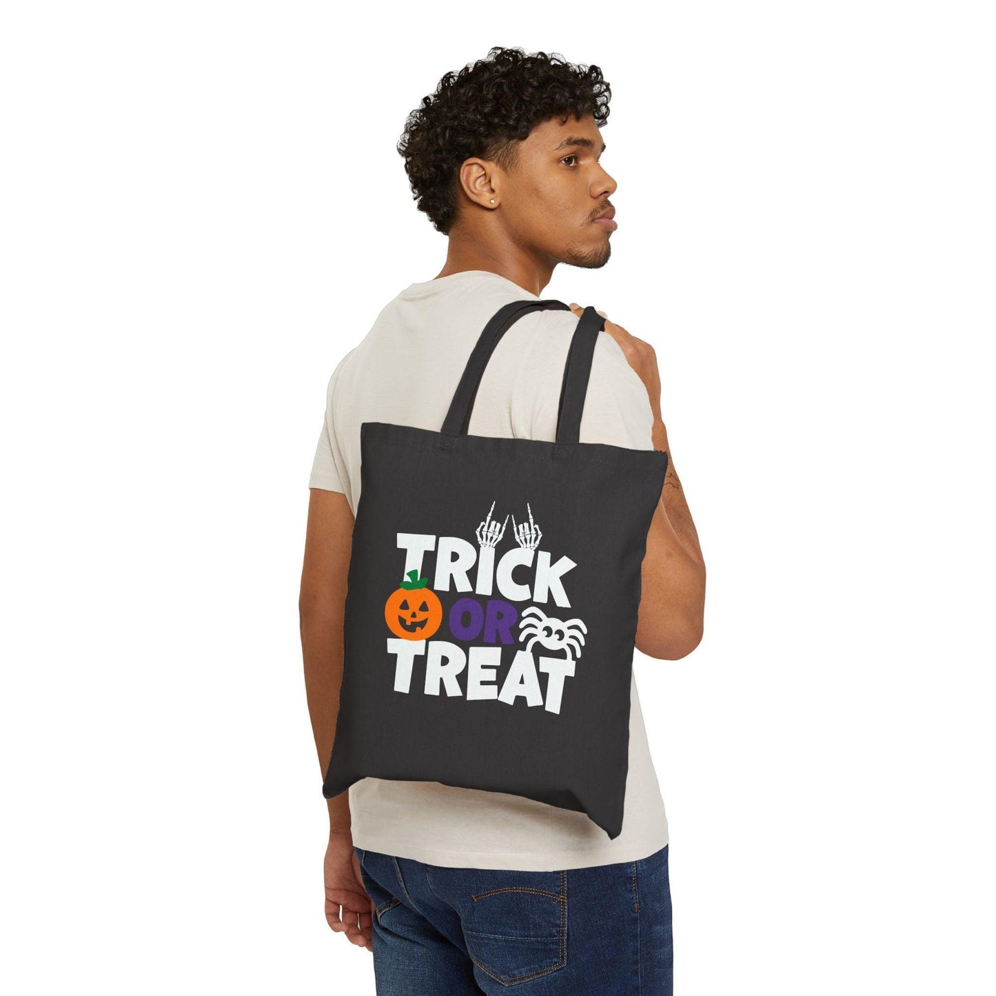 Trick or Treat Black Halloween Tote Bag - Cosmic Creations by Karen