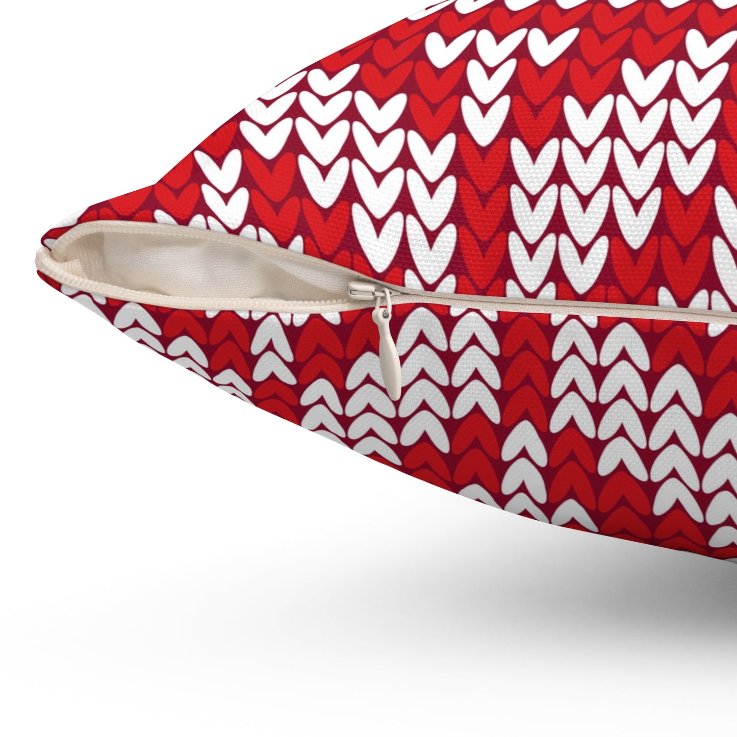 Almohada cuadrada con diseño de corazones de punto estilo navideño