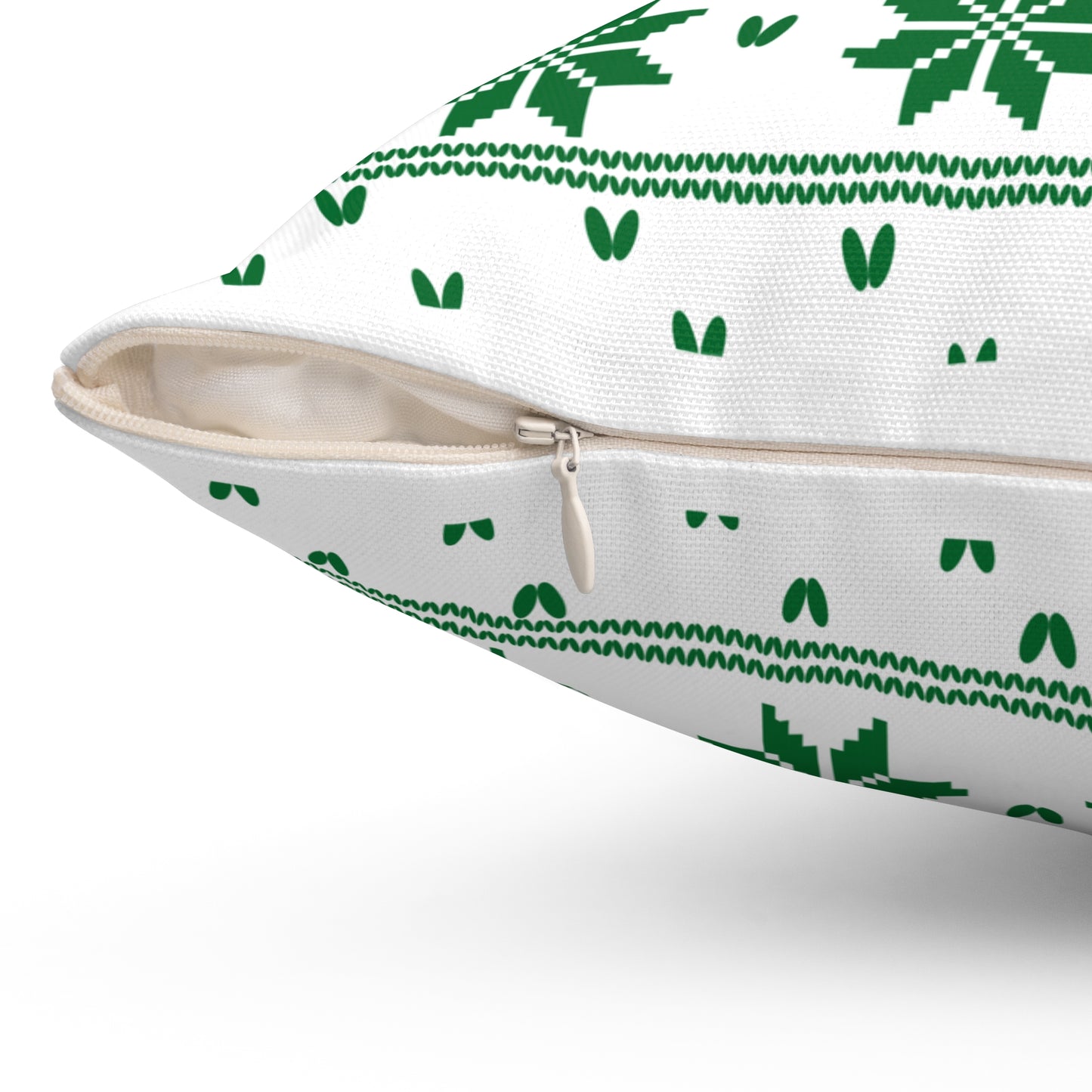 Almohada cuadrada con diseño navideño de punto verde