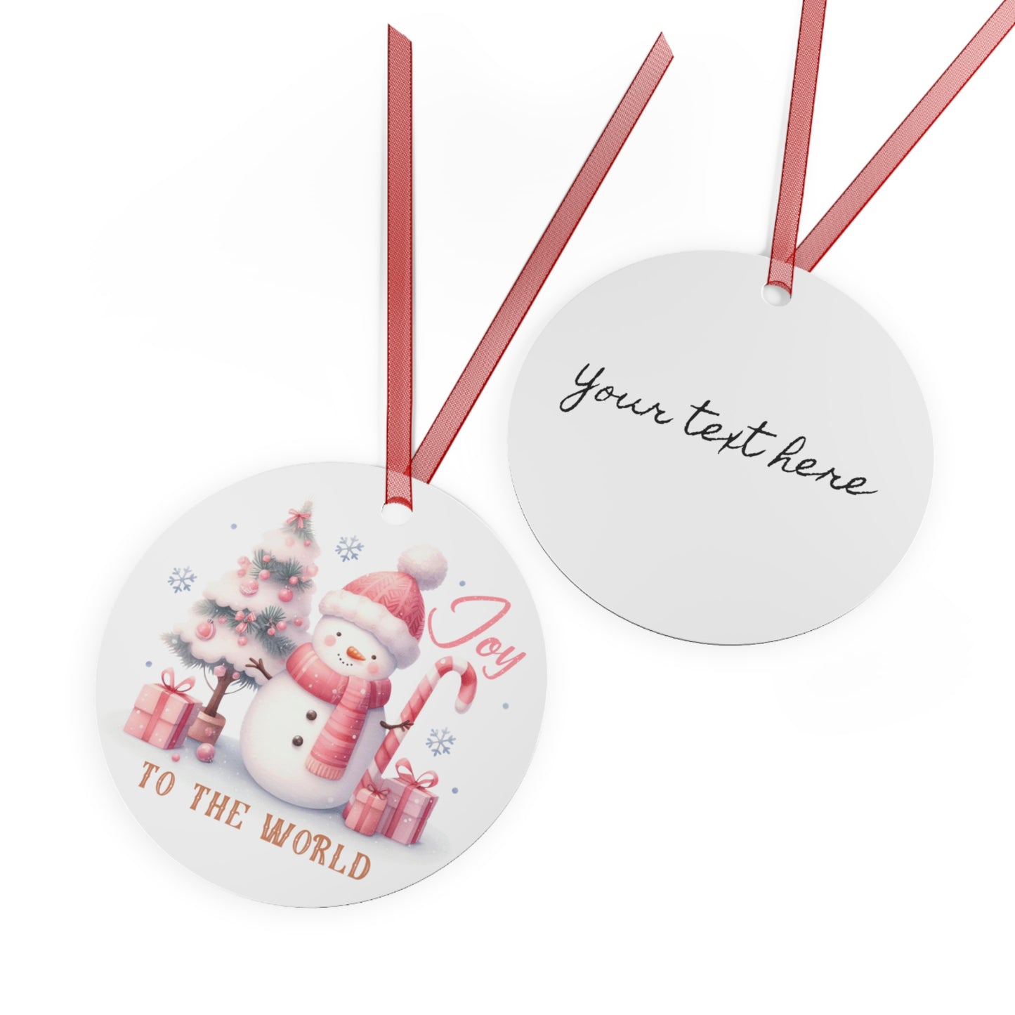 Christmas Customizable Round Metal Ornament Joy to The World