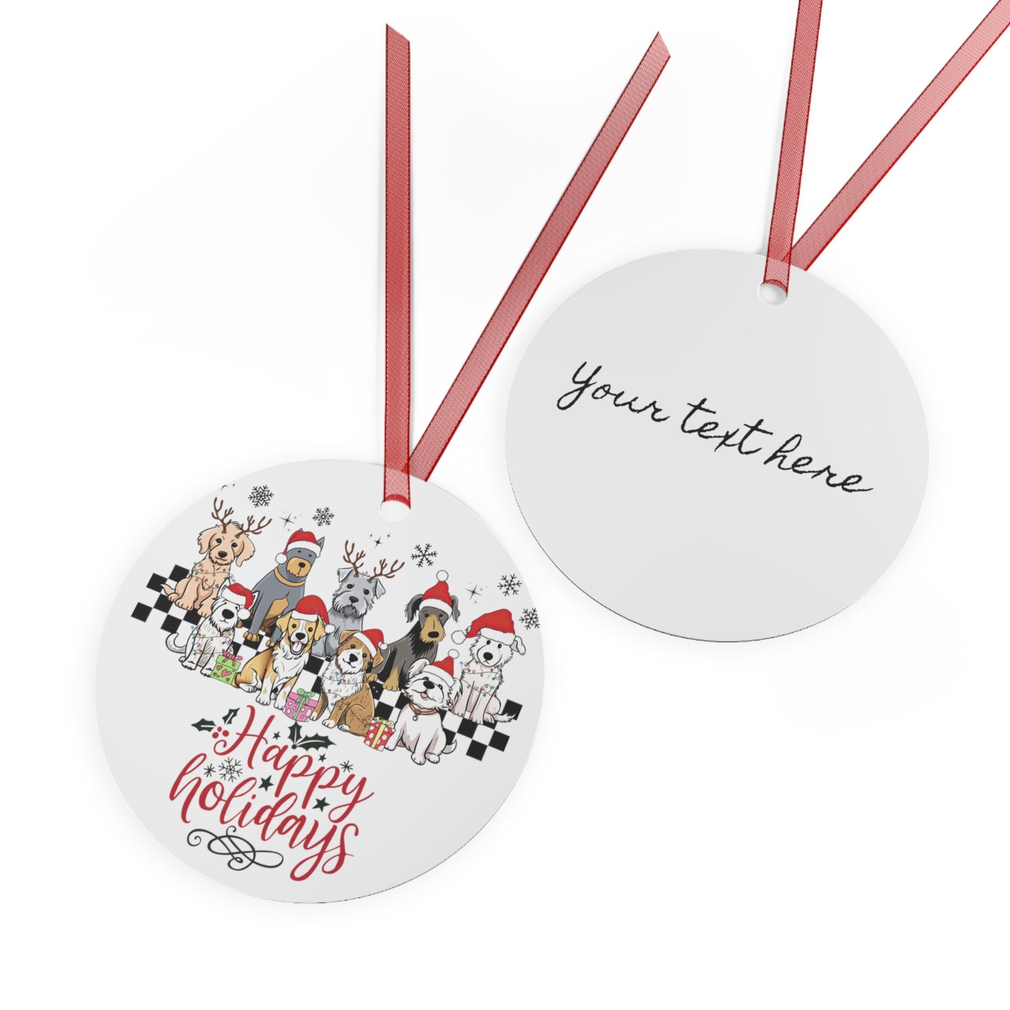 Christmas Customizable Round Metal Ornament for Dog Lovers