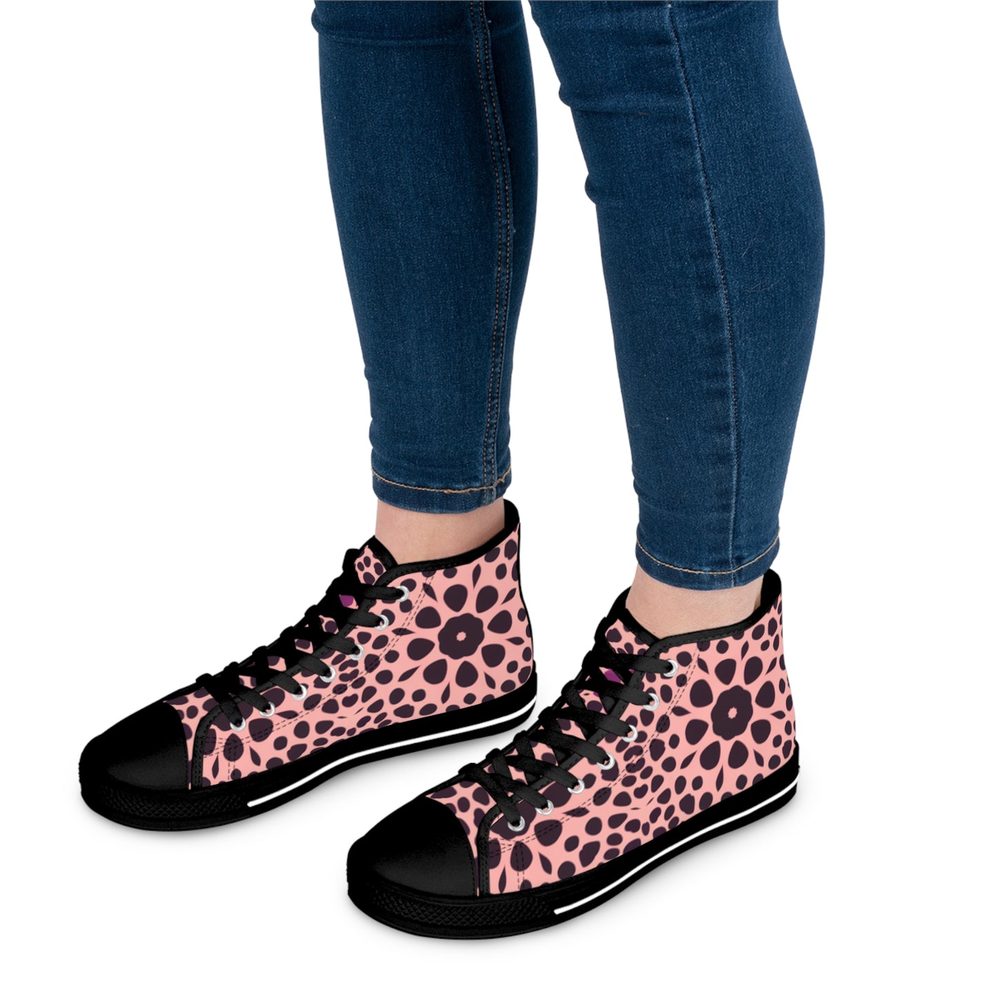 Awesome Pink Animal Print Design High Top Sneakers