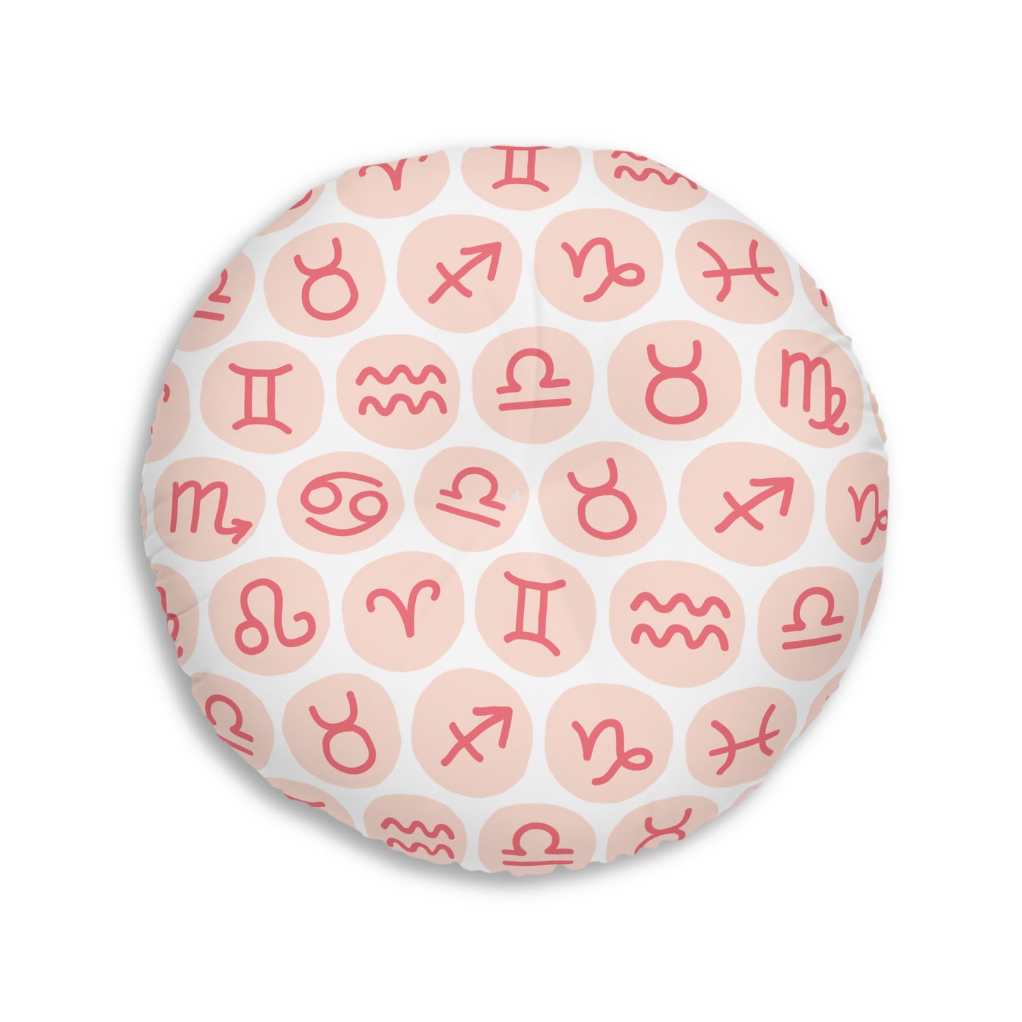 Tufted Floor Round Pillow with Astrology Symbols Design