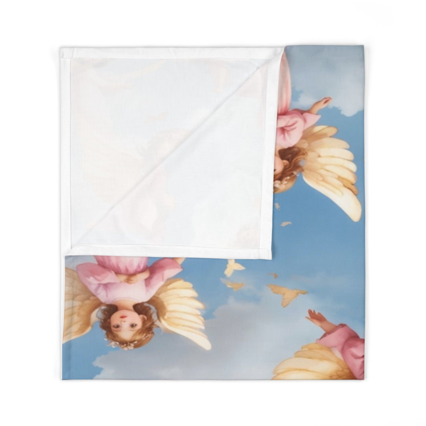 Cozy Baby Swaddle Blanket with pink angels design | Nursery Essential