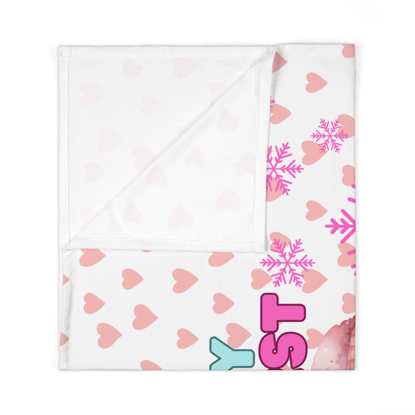 Cozy Baby Swaddle Blanket | Snowman Design and text "My first Christmas"