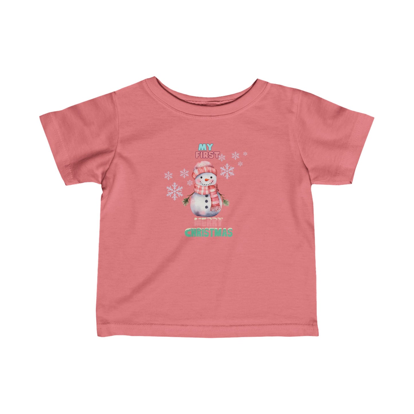 Baby Fine Jersey Tee with Snowman Design and text " My first Christmas"
