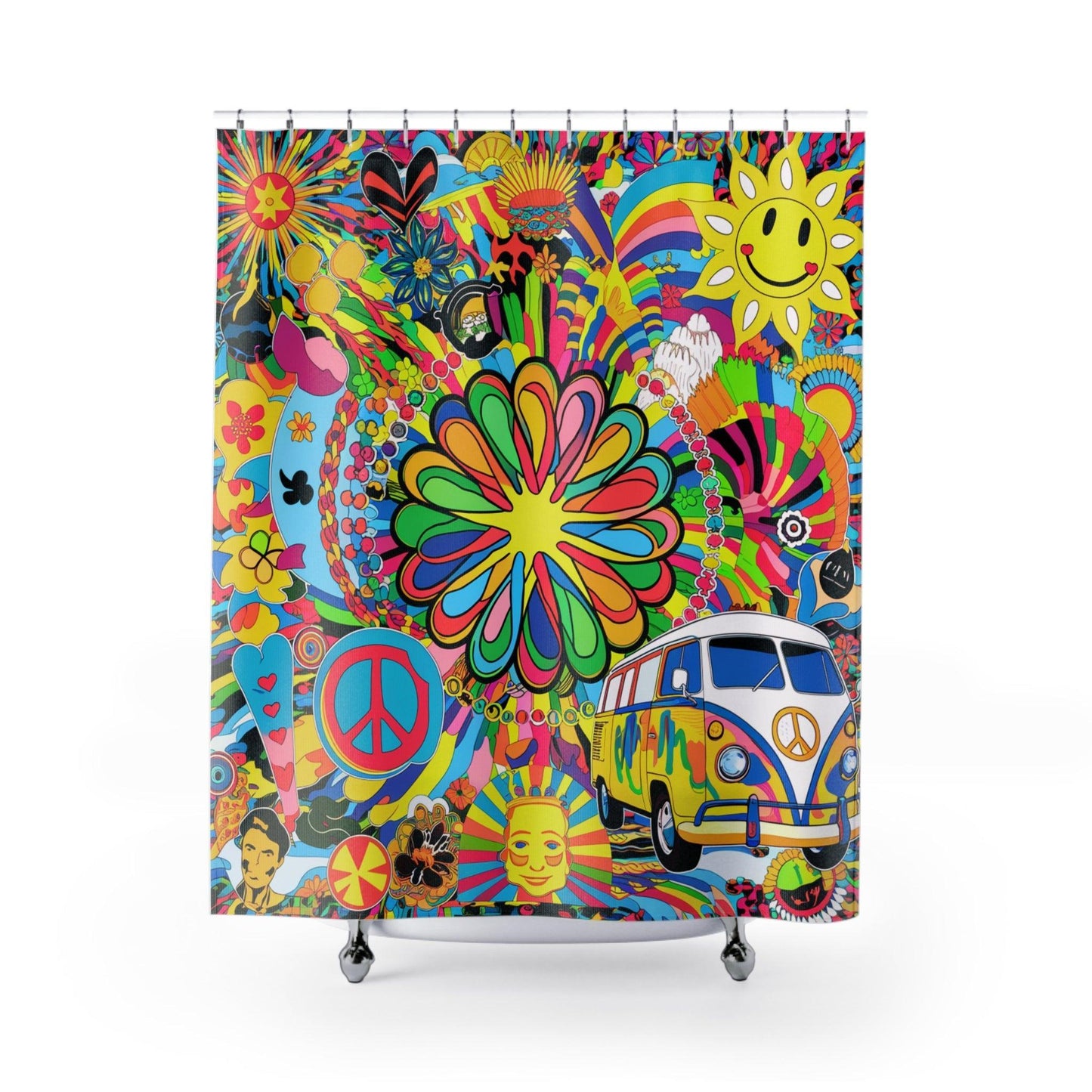 Elegant Shower Curtains Collection ( Collage Hippie Style ) - Cosmic Creations by Karen