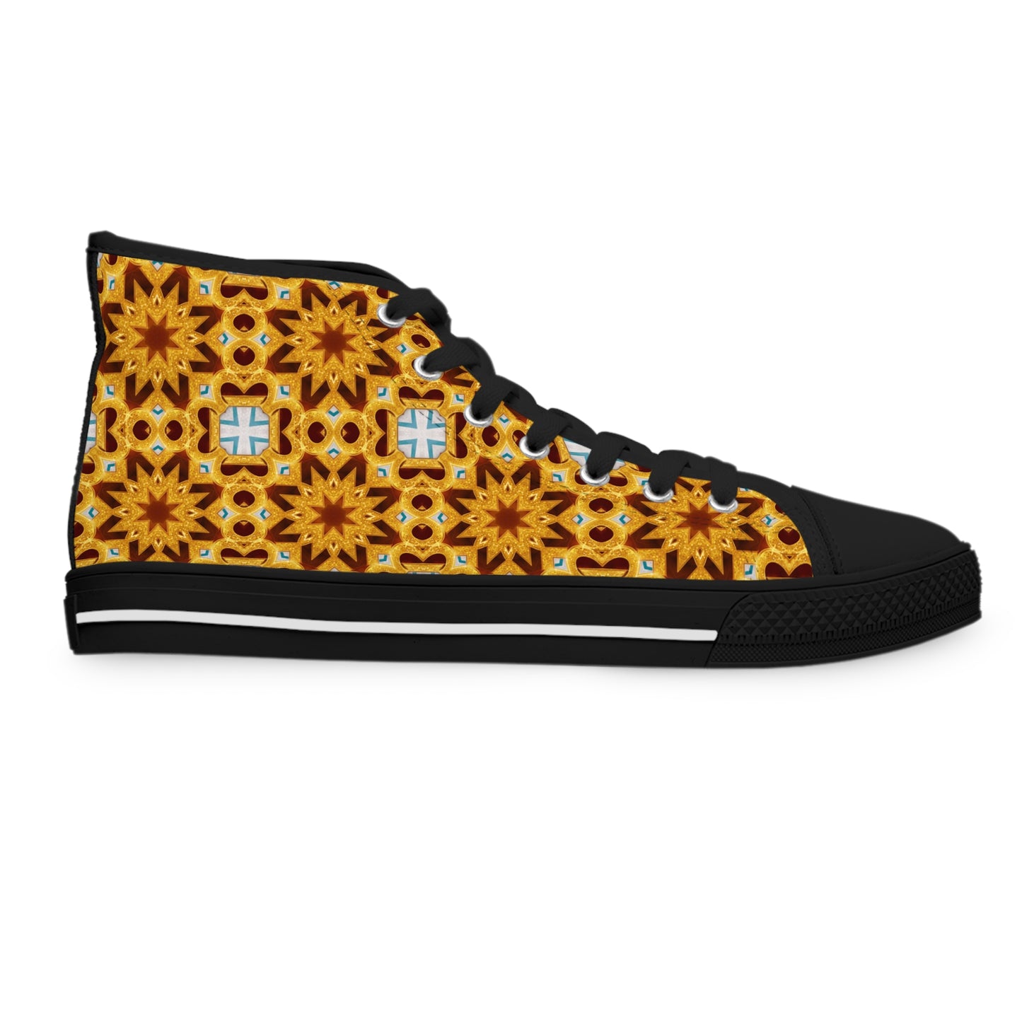 Awesome Golden flowers pattern High Top Sneakers