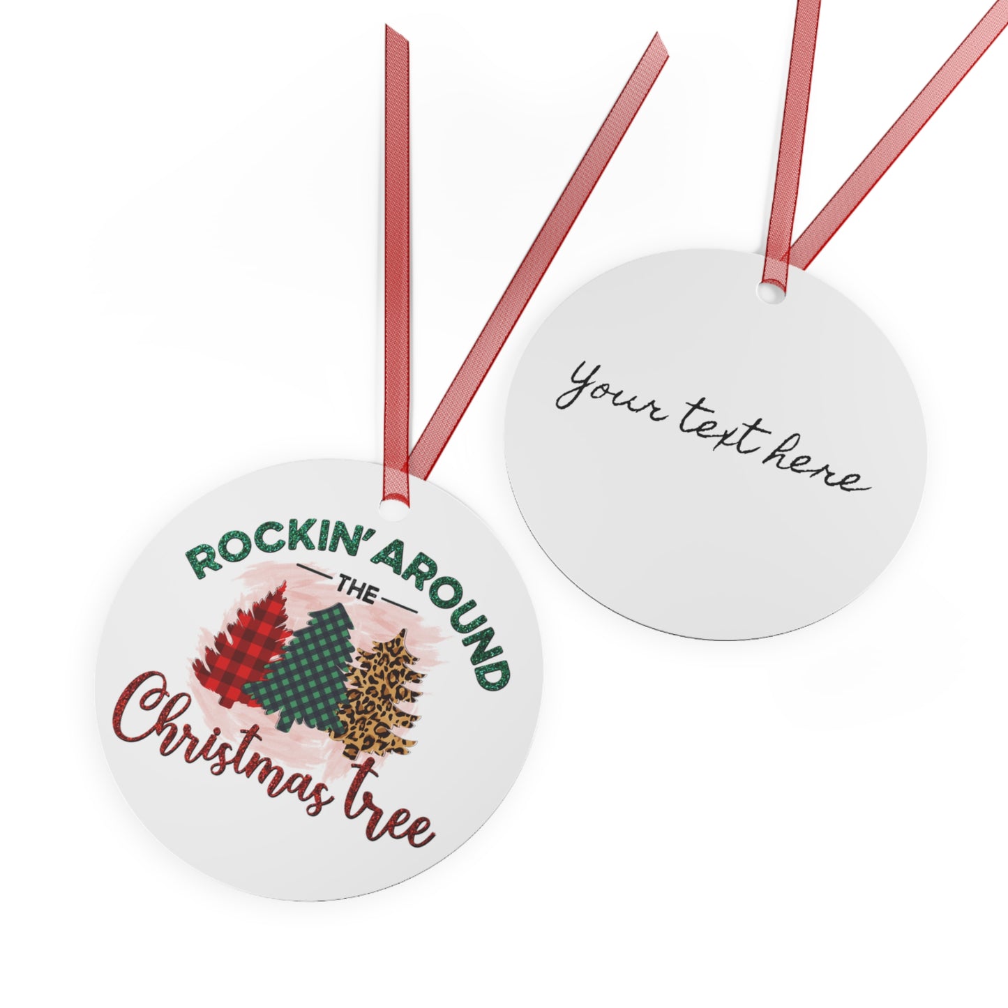 Christmas Customizable Round Metal Ornament Christmas Tree