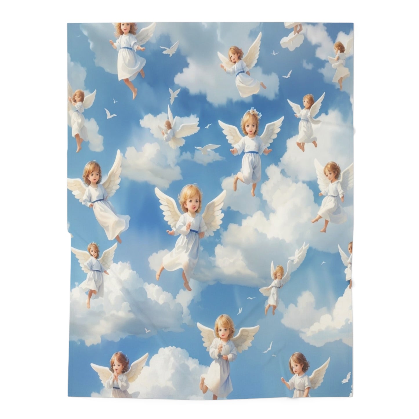 Cozy Baby Swaddle Blanket with white angels design | Nursery Essential
