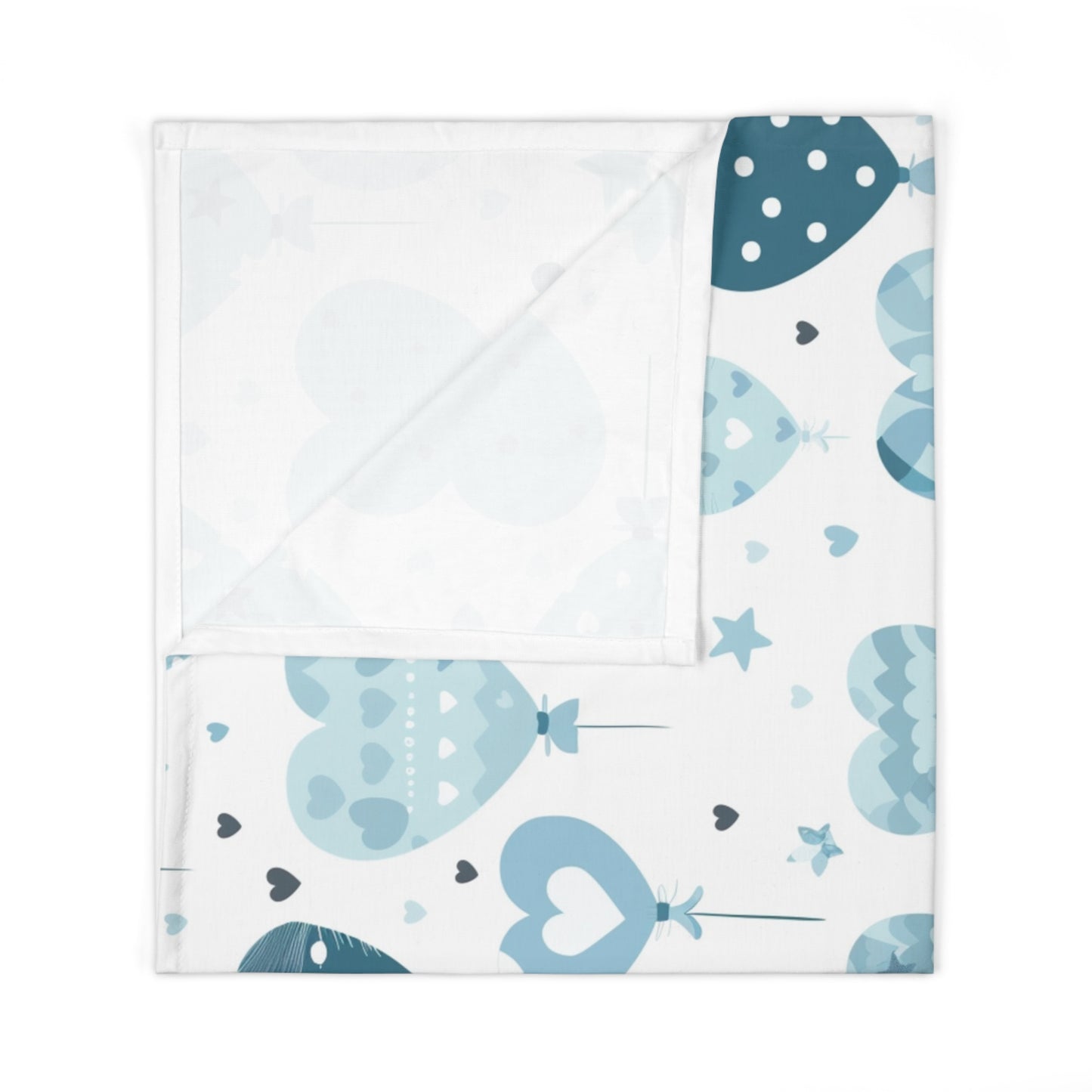 Cozy Baby Swaddle Blanket with blue hearts design | Nursery Essential