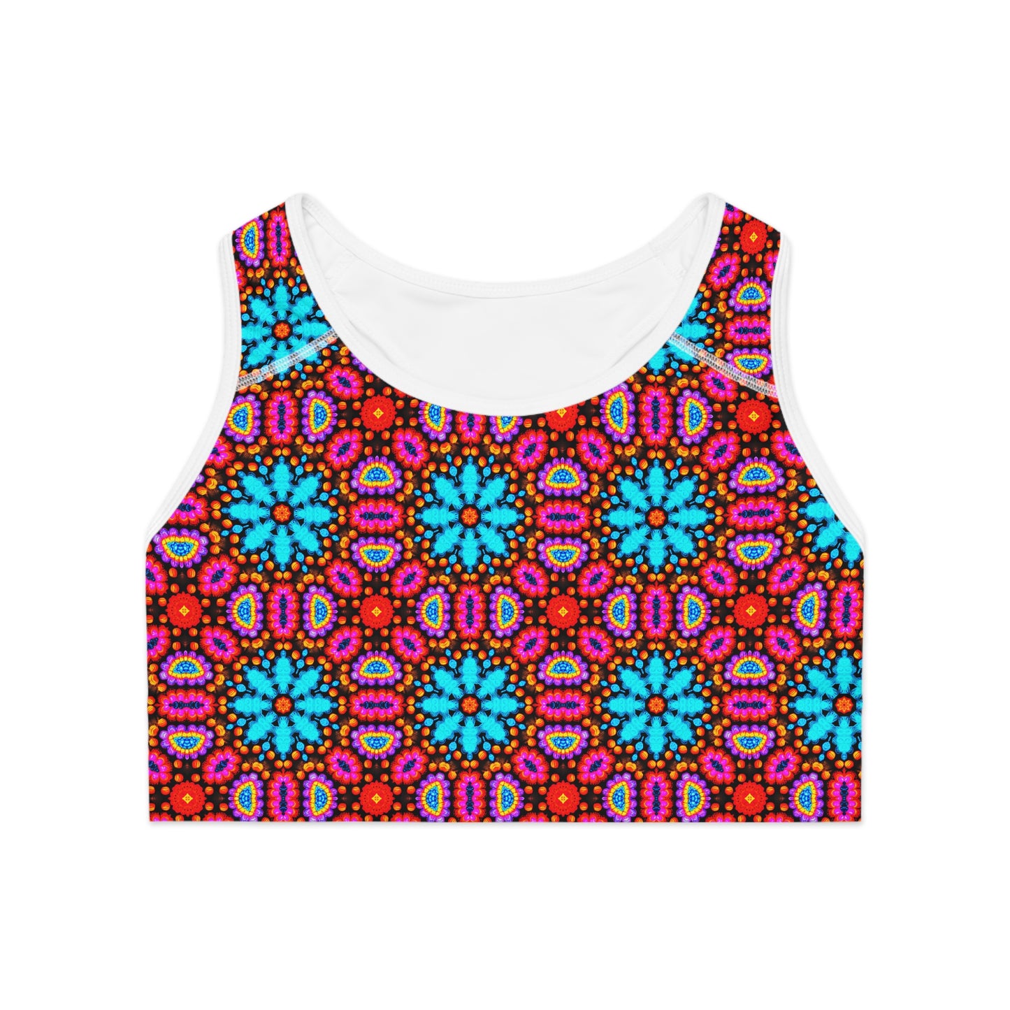 Sports Bra for yoga and other sports with colorful hippie design