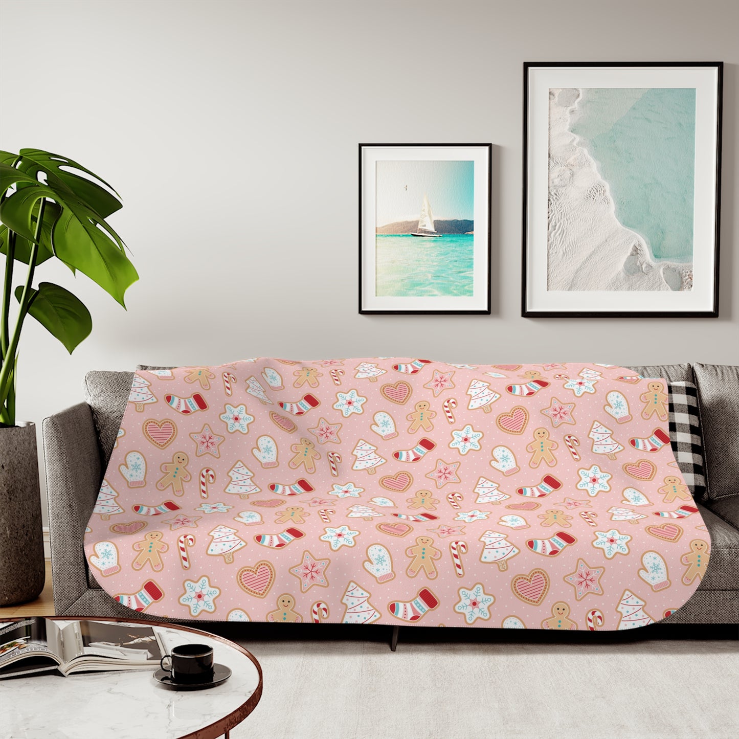 Christmas pink pastel Design Sherpa Blanket