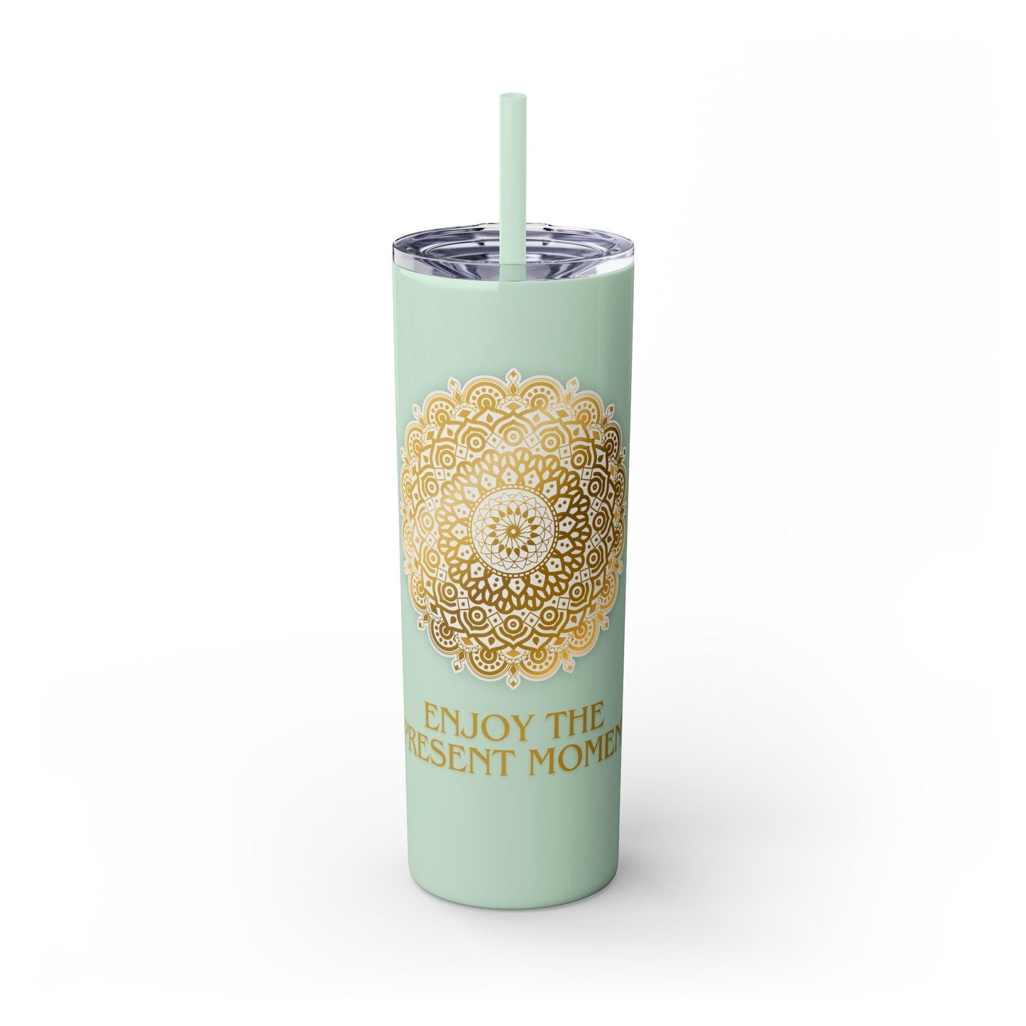 Enjoy the Present Moment & Be Grateful Skinny Tumbler, 20oz - Cosmic Creations by Karen