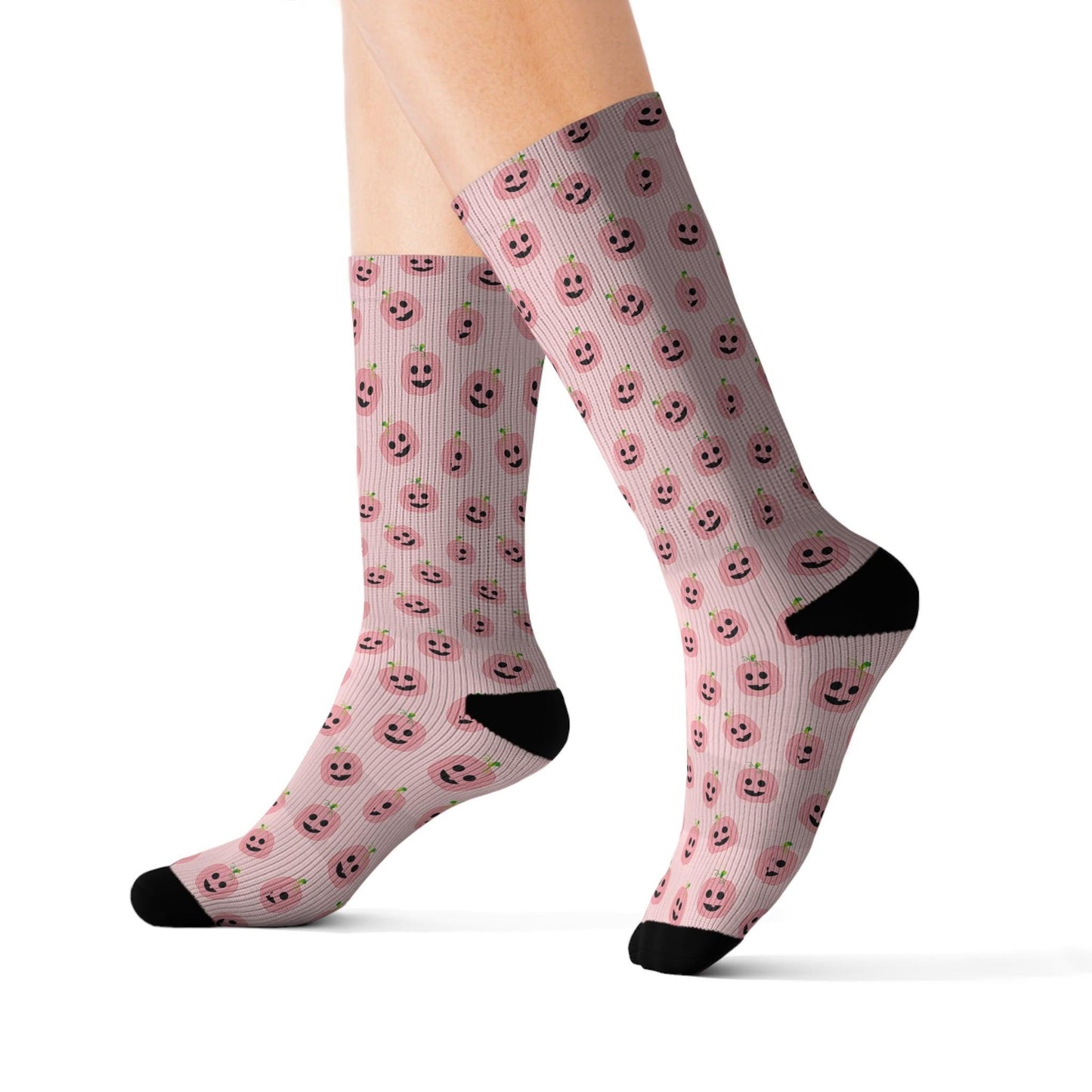 Pink Pumpkin Halloween Socks - Cosmic Creations by Karen