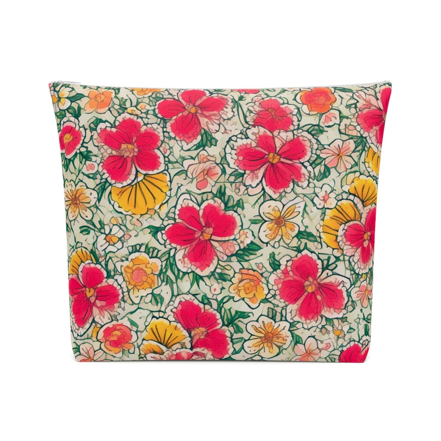 Colorful Floral Cotton Cosmetic Bag Vibrant and Stylish Makeup Bag, Perfect for Personal Use & Gifts - Cosmic Creations by Karen