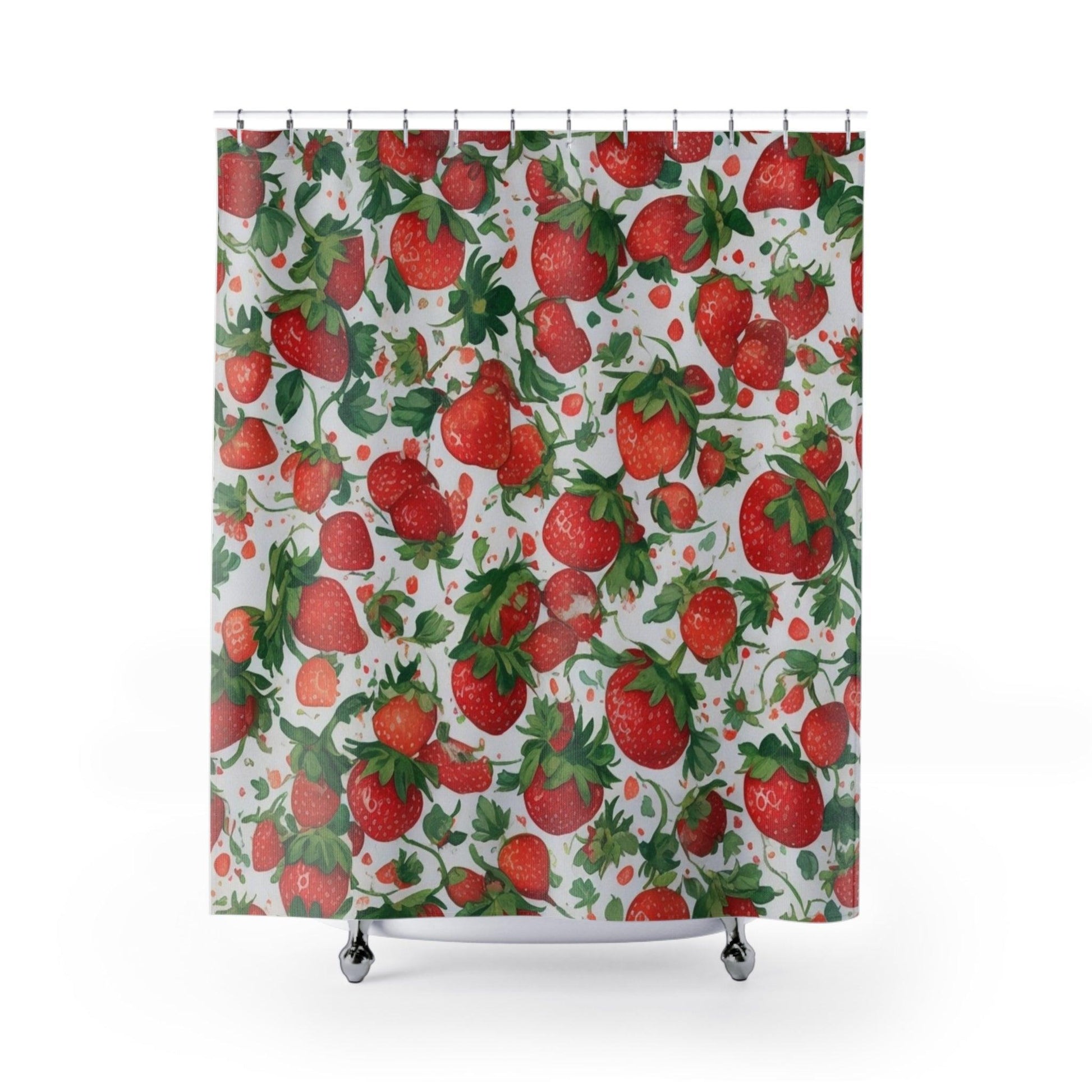 Elegant Shower Curtains Collection ( Strawberries) - Cosmic Creations by Karen