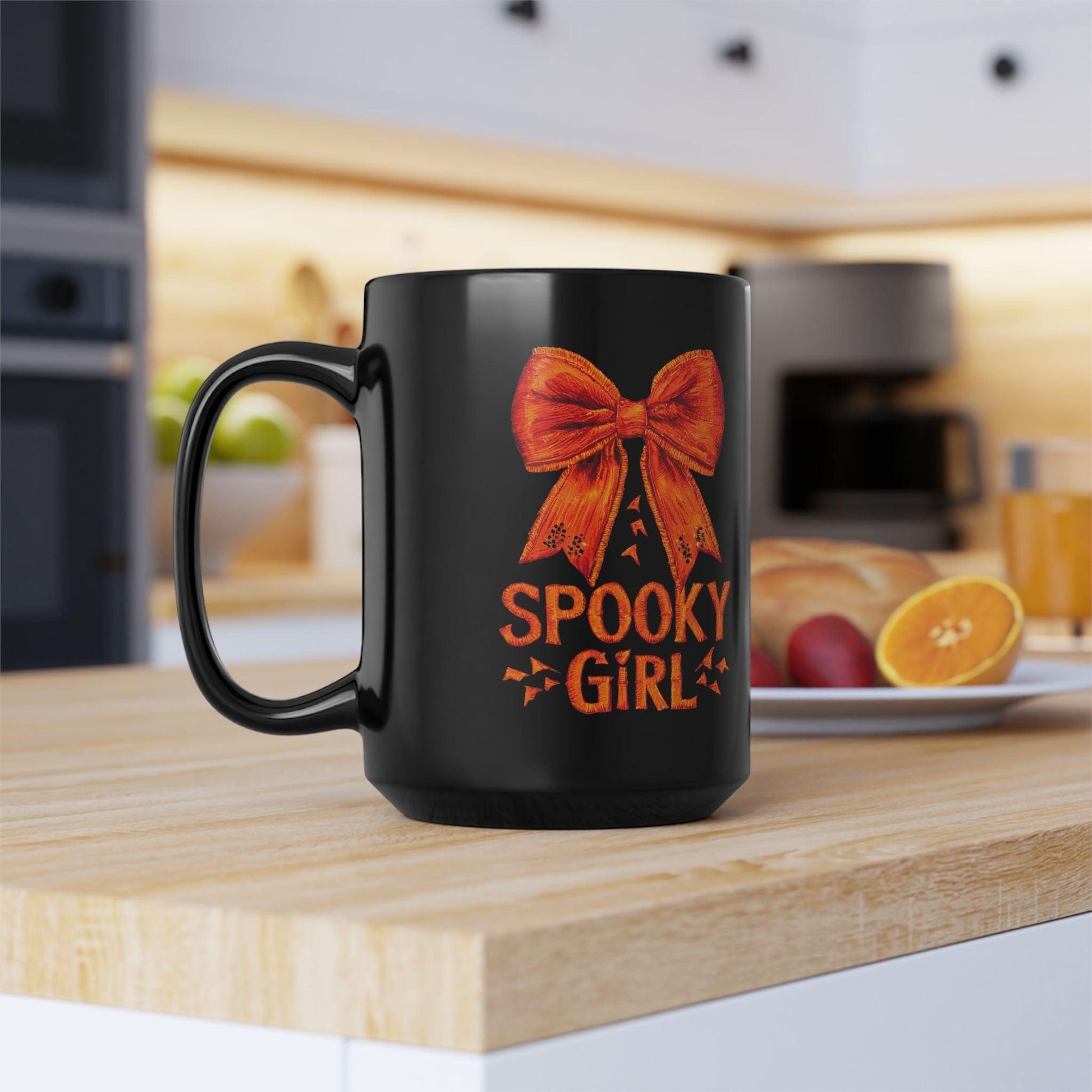 Spooky Girl Coquette Black Mug - Cosmic Creations by Karen