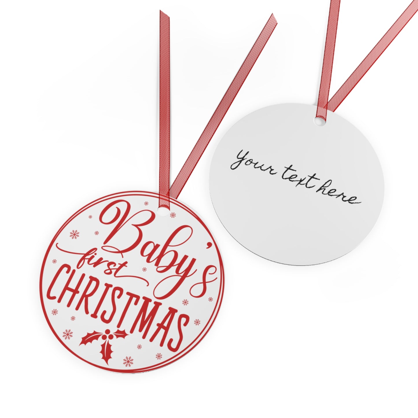 Christmas  Customizable Round Metal Ornament for Baby´s First Holiday