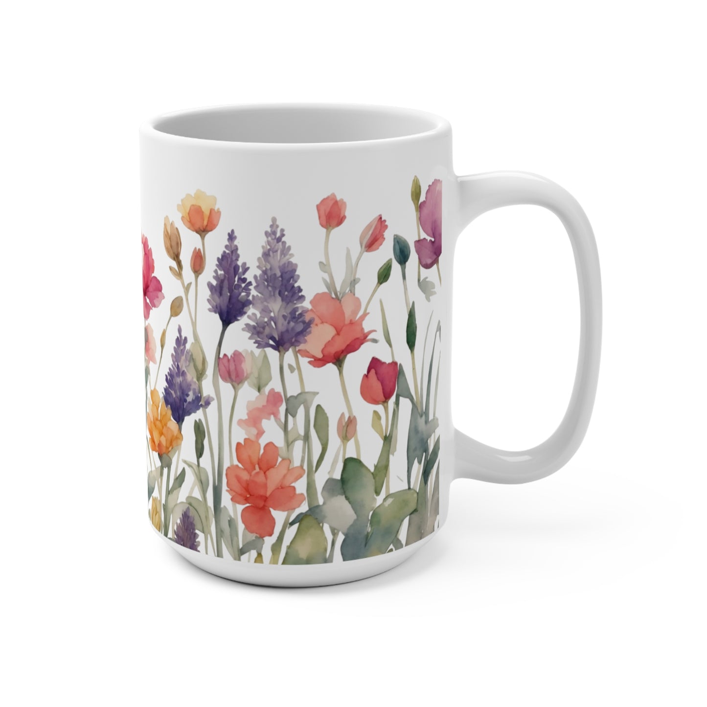 Mugs 15 oz with stunning watercolor floral motifs