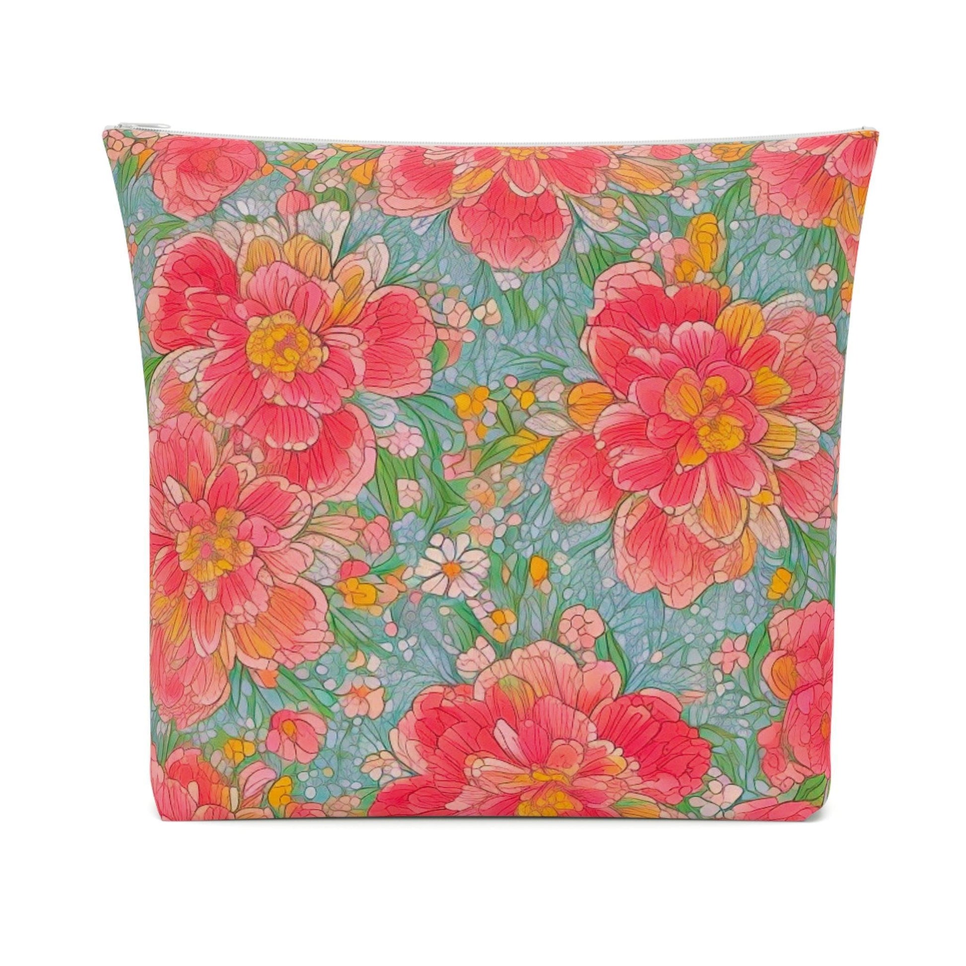 Colorful Floral Cotton Cosmetic Bag Vibrant and Stylish Makeup Bag, Perfect for Personal Use & Gifts - Cosmic Creations by Karen