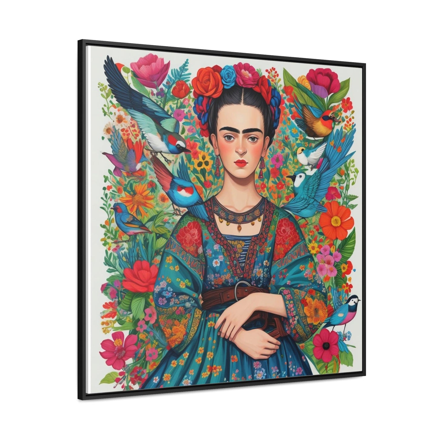 Frida Kahlo Inspired Vibrant Gallery Wrapped Canvas - Colorful Art Print - Cosmic Creations by Karen