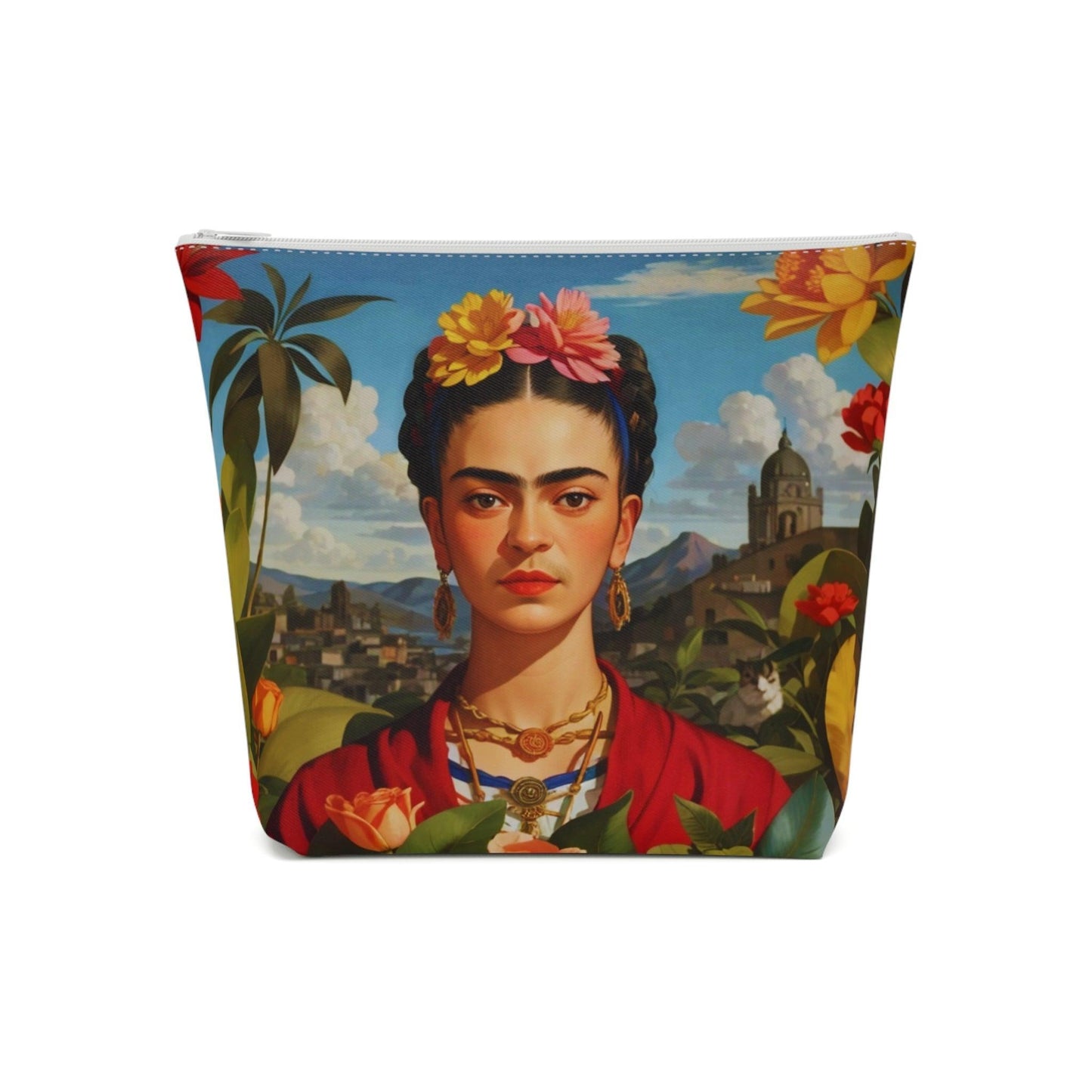 Colorful Frida Kahlo Inspired Cotton Cosmetic Bag Vibrant Design, Perfect for Travel & Gifts - Cosmic Creations by Karen