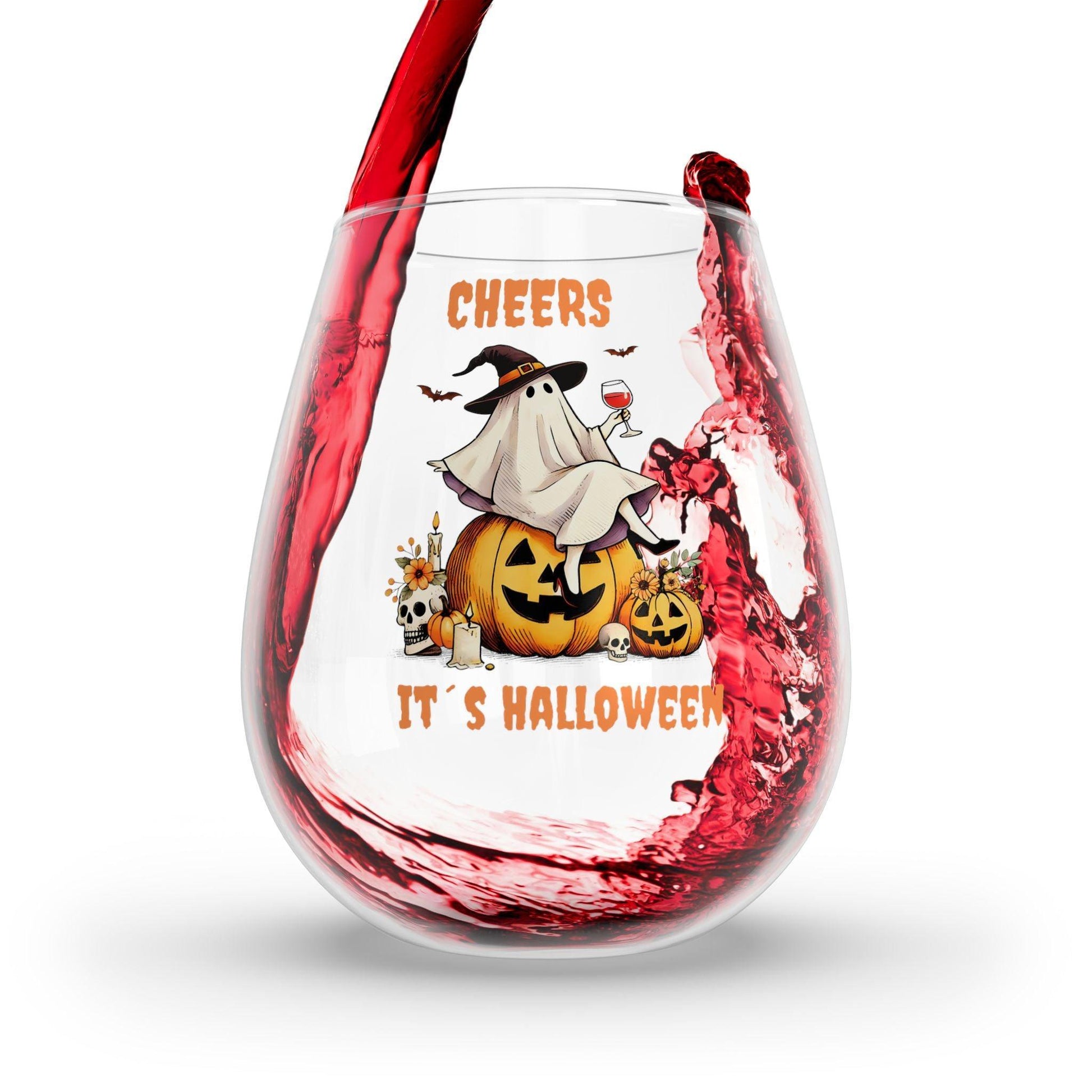 Cheers It’s Halloween Wine Glass - Cosmic Creations by Karen