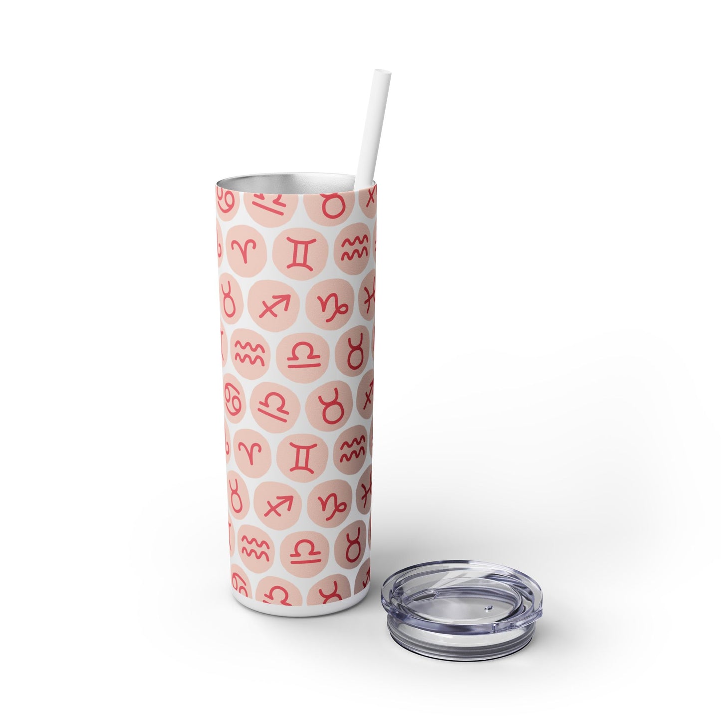 Astrology Symbols Design Skinny Tumbler with Straw, 20oz