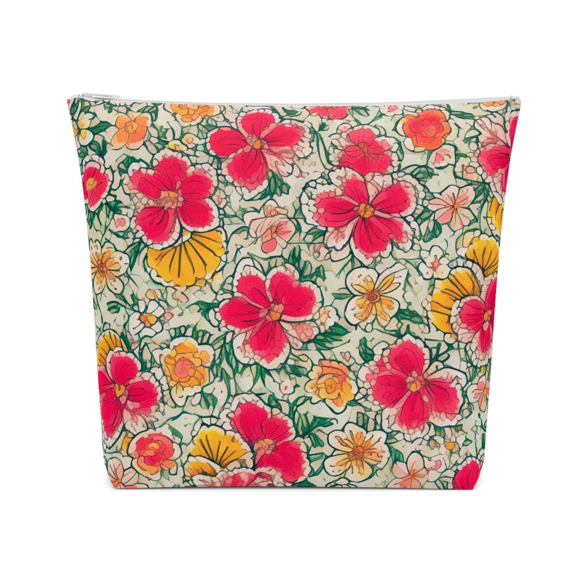 Colorful Floral Cotton Cosmetic Bag Vibrant and Stylish Makeup Bag, Perfect for Personal Use & Gifts - Cosmic Creations by Karen