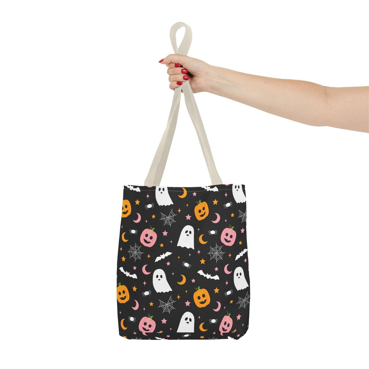 Ghosts & Pumpkins Black Tote Bag - Cosmic Creations by Karen