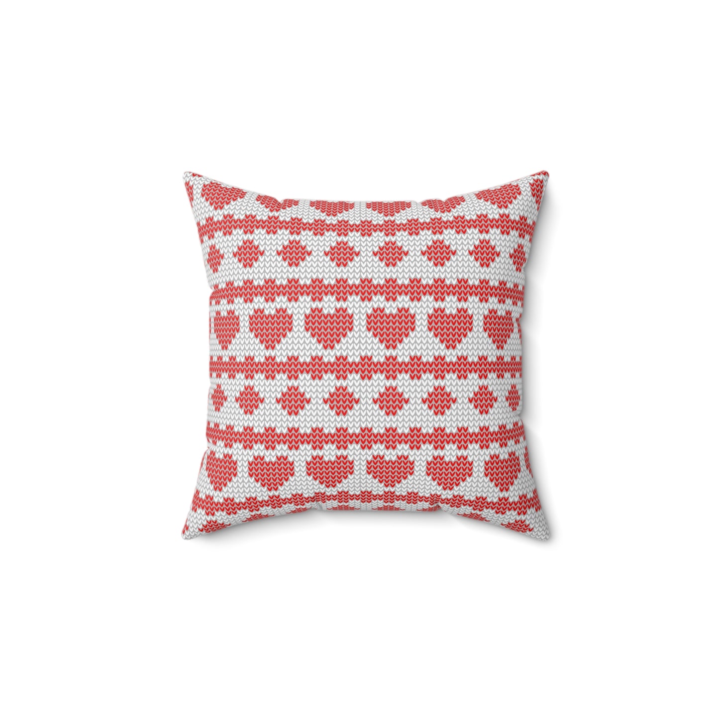 Christmas Knitted Style  Hearts Pattern Design Square Pillow