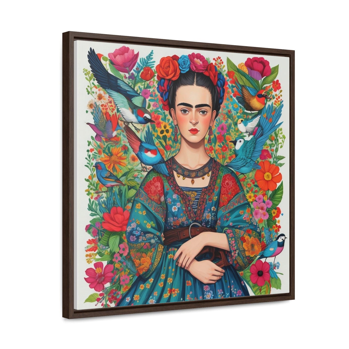 Frida Kahlo Inspired Vibrant Gallery Wrapped Canvas - Colorful Art Print - Cosmic Creations by Karen