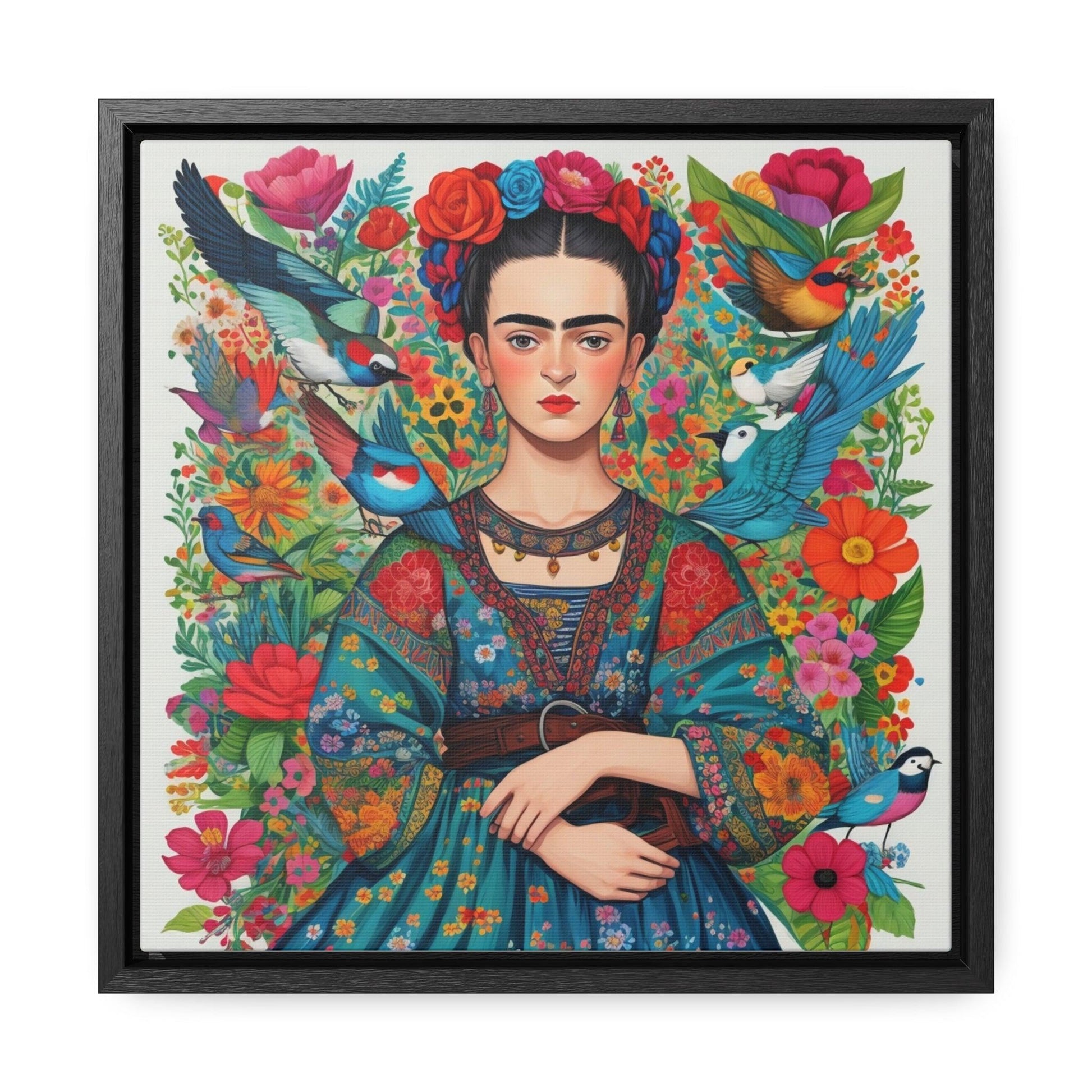 Frida Kahlo Inspired Vibrant Gallery Wrapped Canvas - Colorful Art Print - Cosmic Creations by Karen