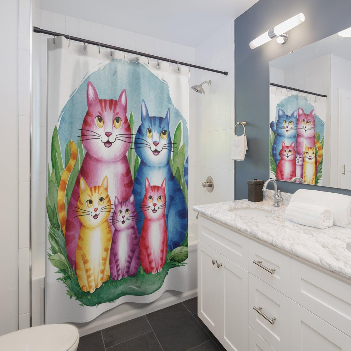 Elegant Shower Curtains Collection ( Cats ) - Cosmic Creations by Karen