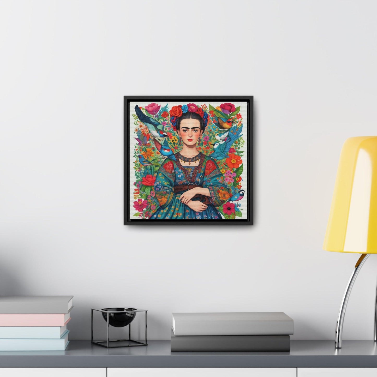 Frida Kahlo Inspired Vibrant Gallery Wrapped Canvas - Colorful Art Print - Cosmic Creations by Karen