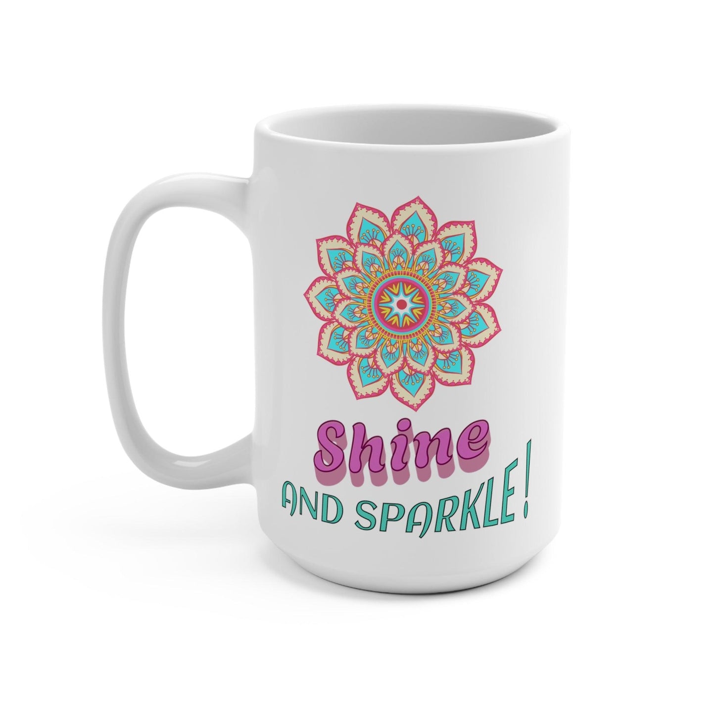 ShimmerMug 15 oz | vibrant design, durable, everyday use, colorful, large capacity, high-quality, comfortable handle | Perfect gift for coffee lovers, tea enthusiasts - Cosmic Creations by Karen