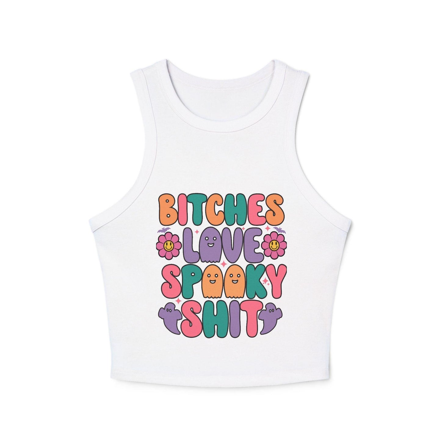 Women's  Halloween Micro Rib Racer Tank Top - "Bitches Love Spooky Shit"