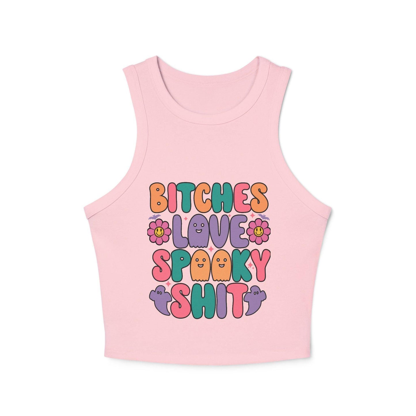 Women's  Halloween Micro Rib Racer Tank Top - "Bitches Love Spooky Shit"