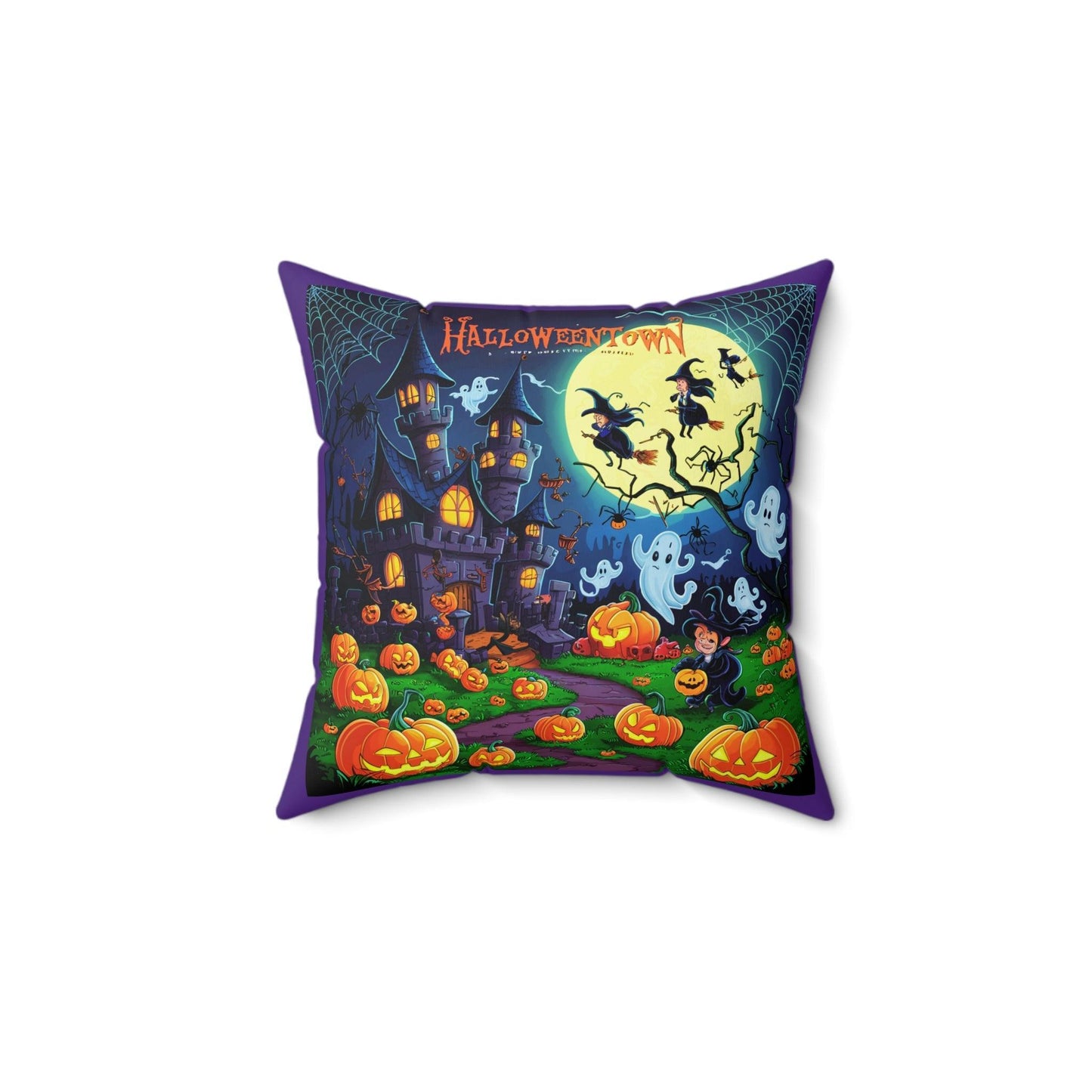 Halloween Town Purple Spun Polyester Pillow - Cosmic Creations by Karen