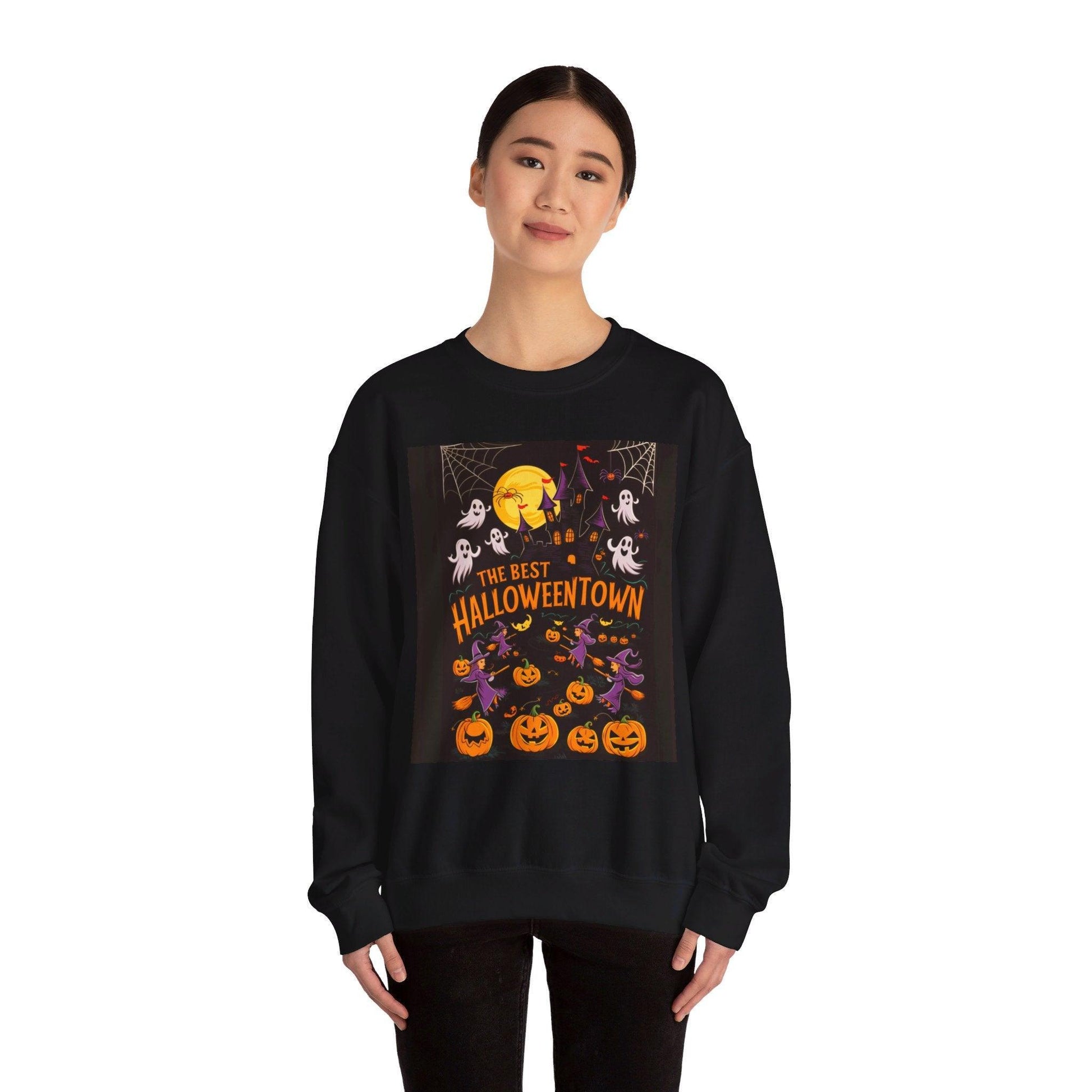 Halloween Town Crewneck Black Sweatshirt - Cosmic Creations by Karen