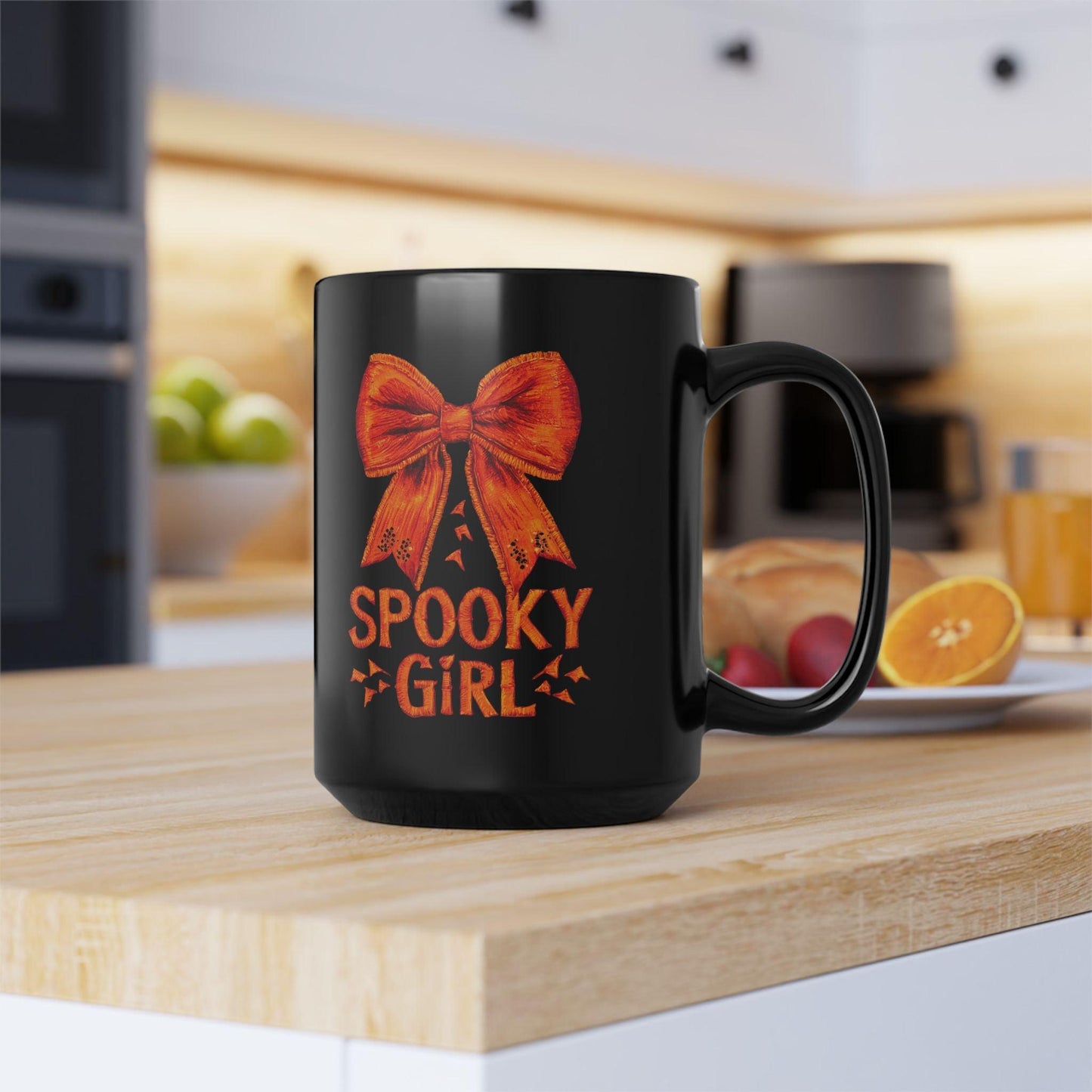 Spooky Girl Coquette Black Mug - Cosmic Creations by Karen