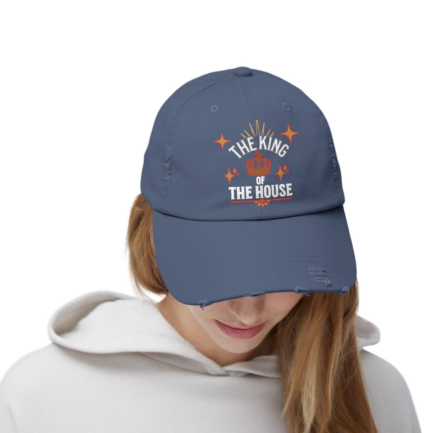 King's Distressed Cap :  "Dad, The King of the House Collection"