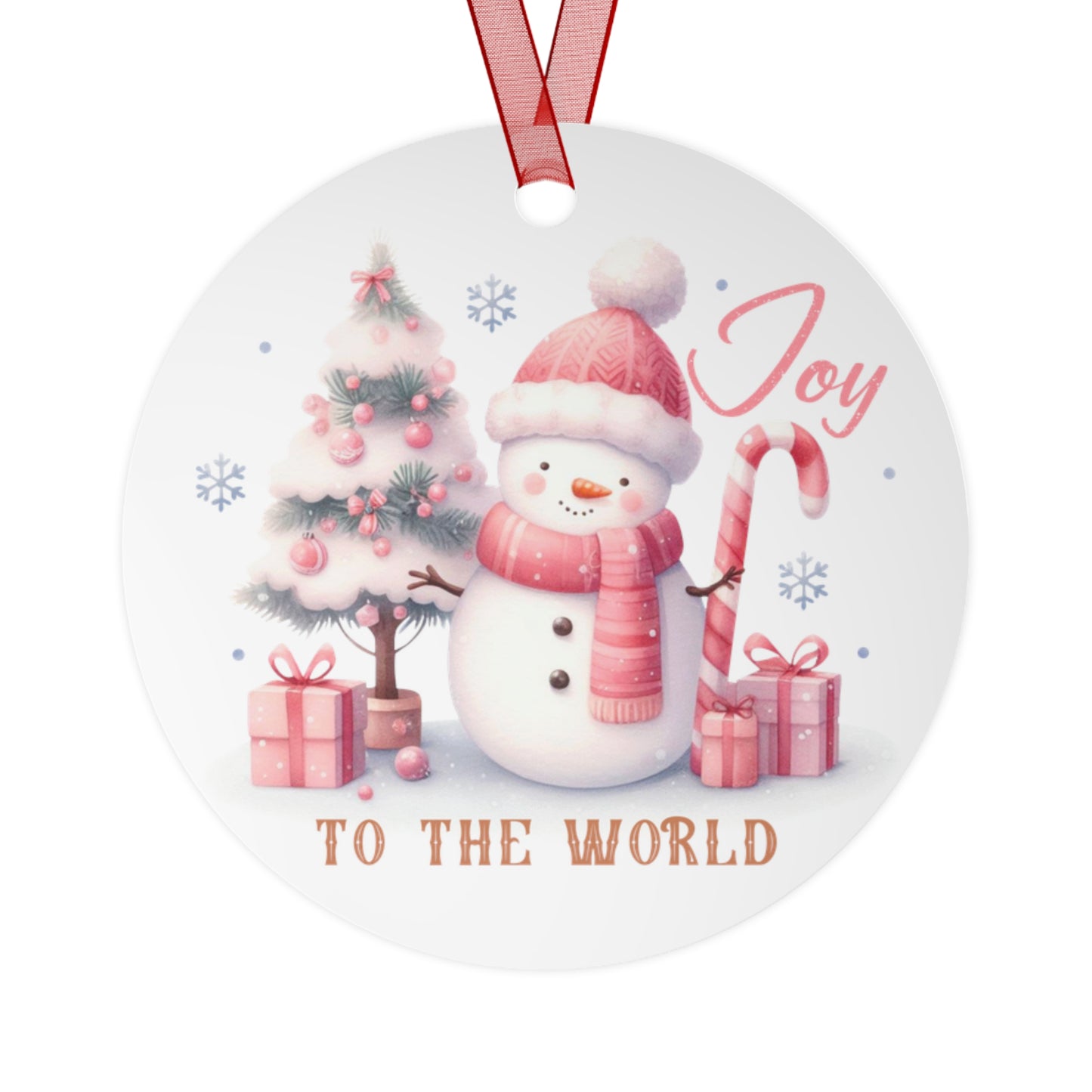 Christmas  Customizable Round Metal Ornament Joy to The World