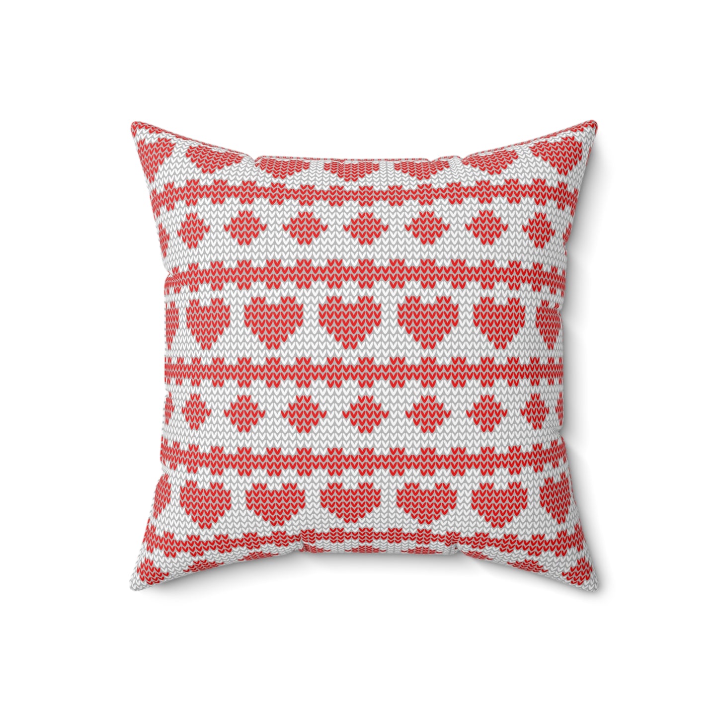 Christmas Knitted Style  Hearts Pattern Design Square Pillow