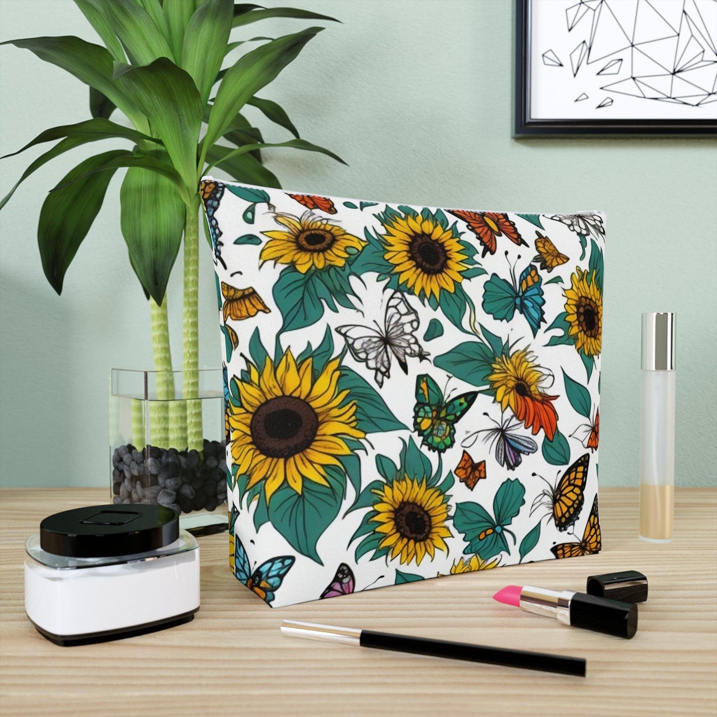 Colorful Floral Cotton Cosmetic Bag Vibrant and Stylish Makeup Bag, Perfect for Personal Use & Gifts - Cosmic Creations by Karen